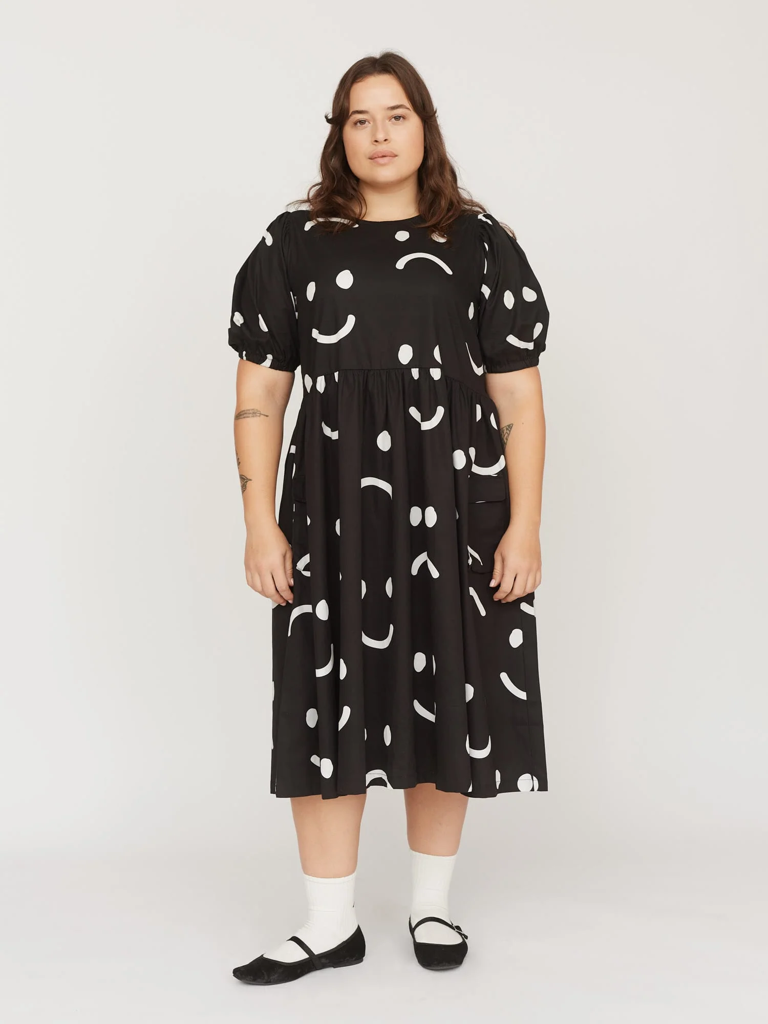 Happy Sad Puff Sleeve Dress - Image 2