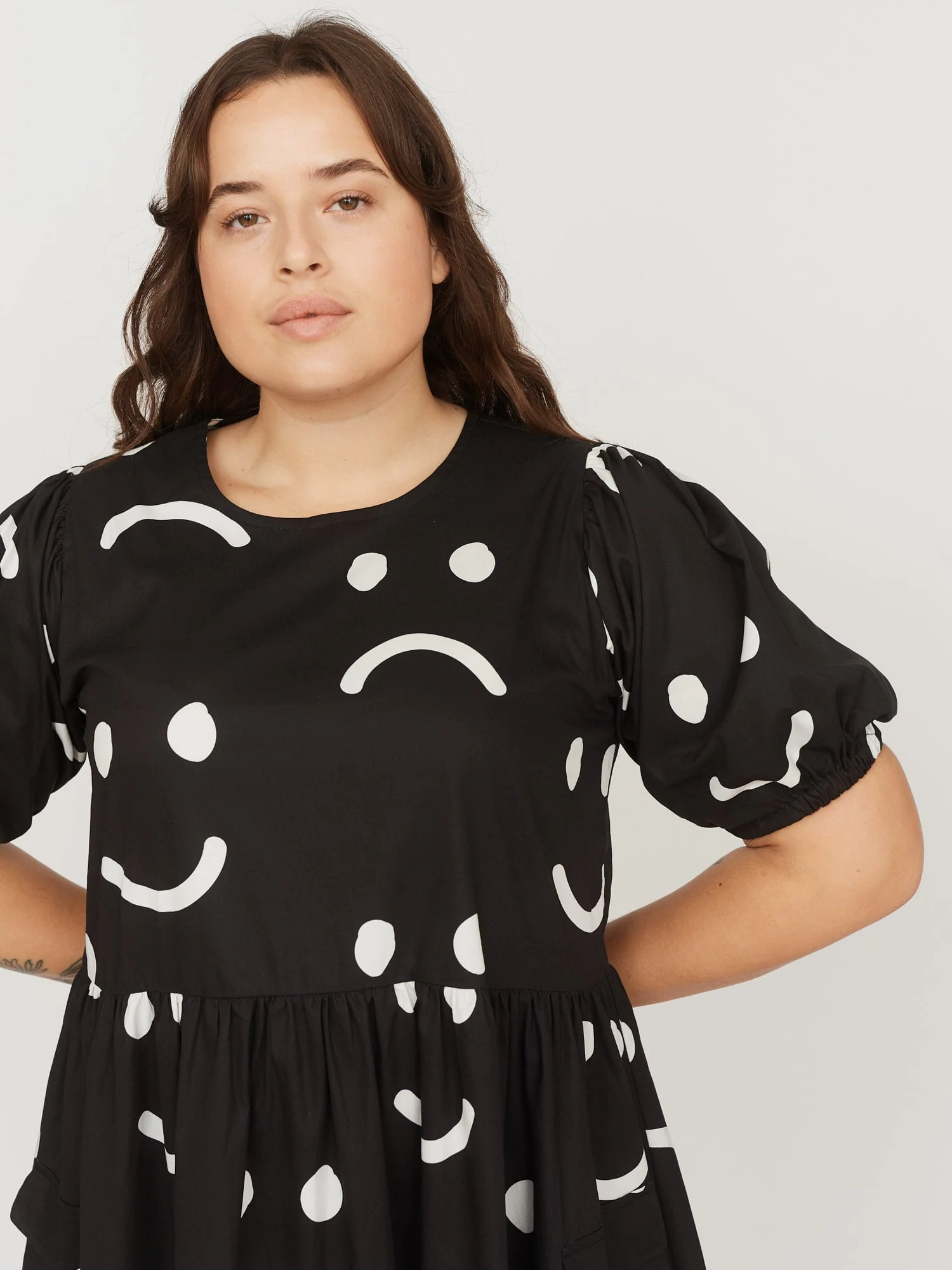 Happy Sad Puff Sleeve Dress - Image 3