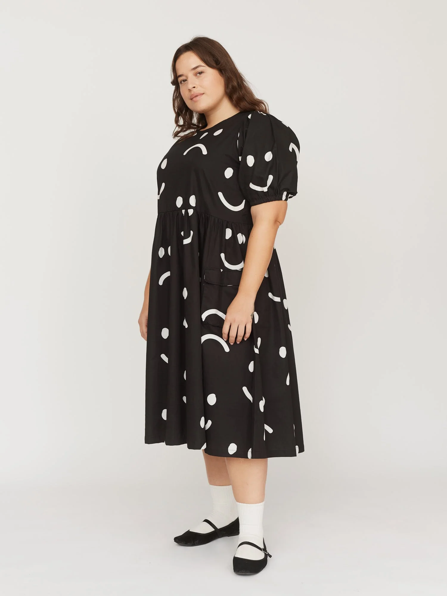 Happy Sad Puff Sleeve Dress - Image 7