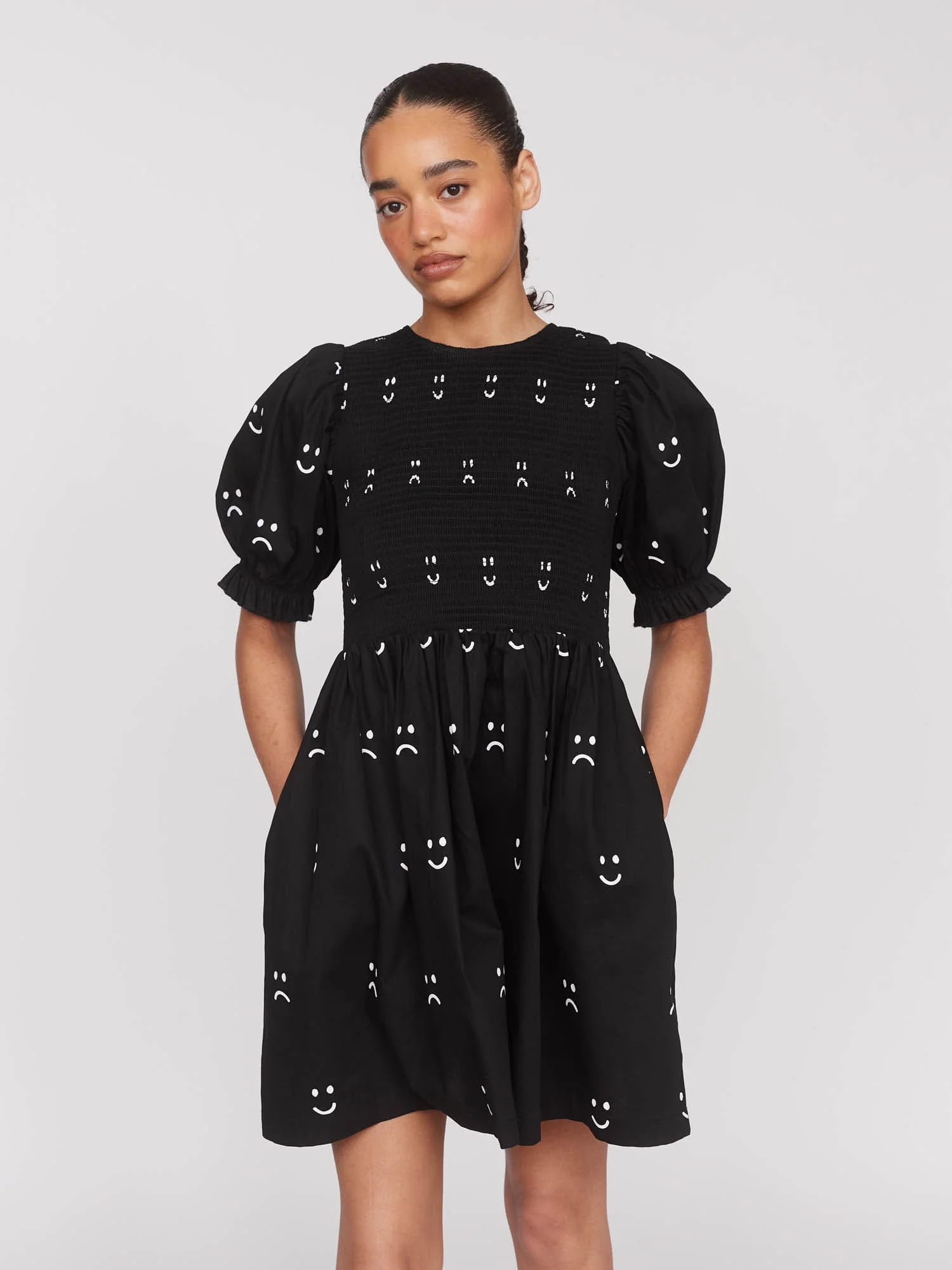 Happy Sad Shirred Mini Dress - Image 2