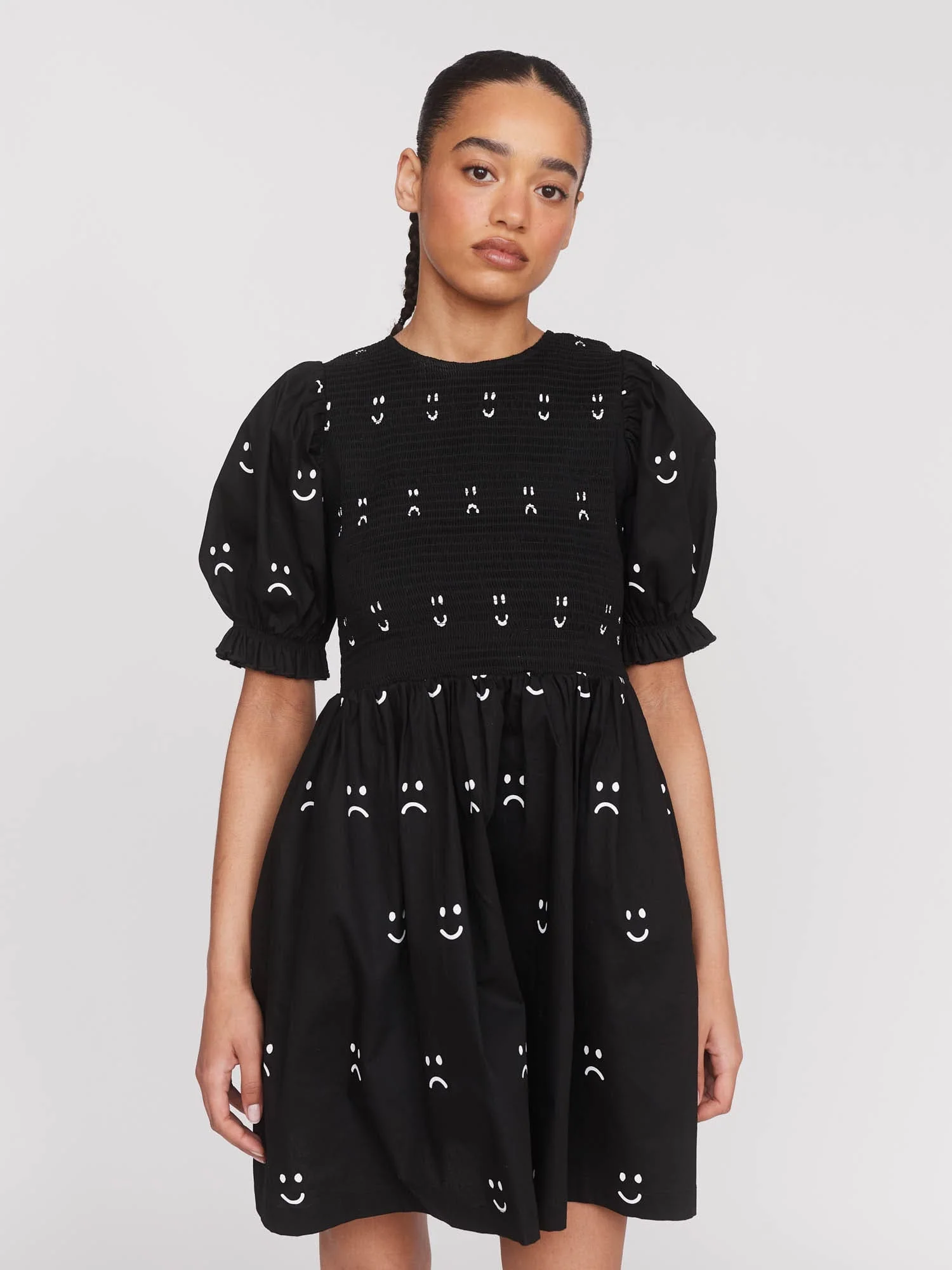 Happy Sad Shirred Mini Dress - Image 3