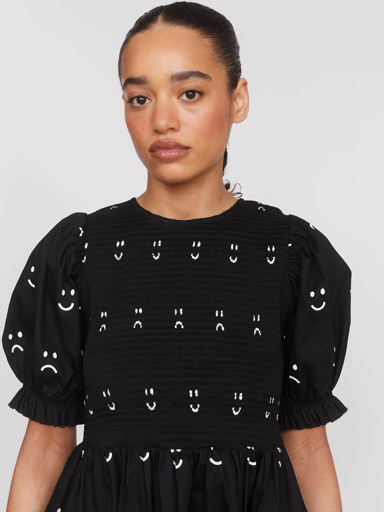 Happy Sad Shirred Mini Dress - Image 5