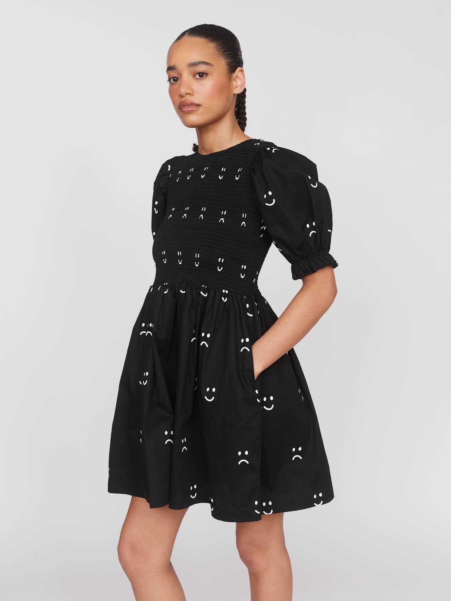 Happy Sad Shirred Mini Dress - Image 7