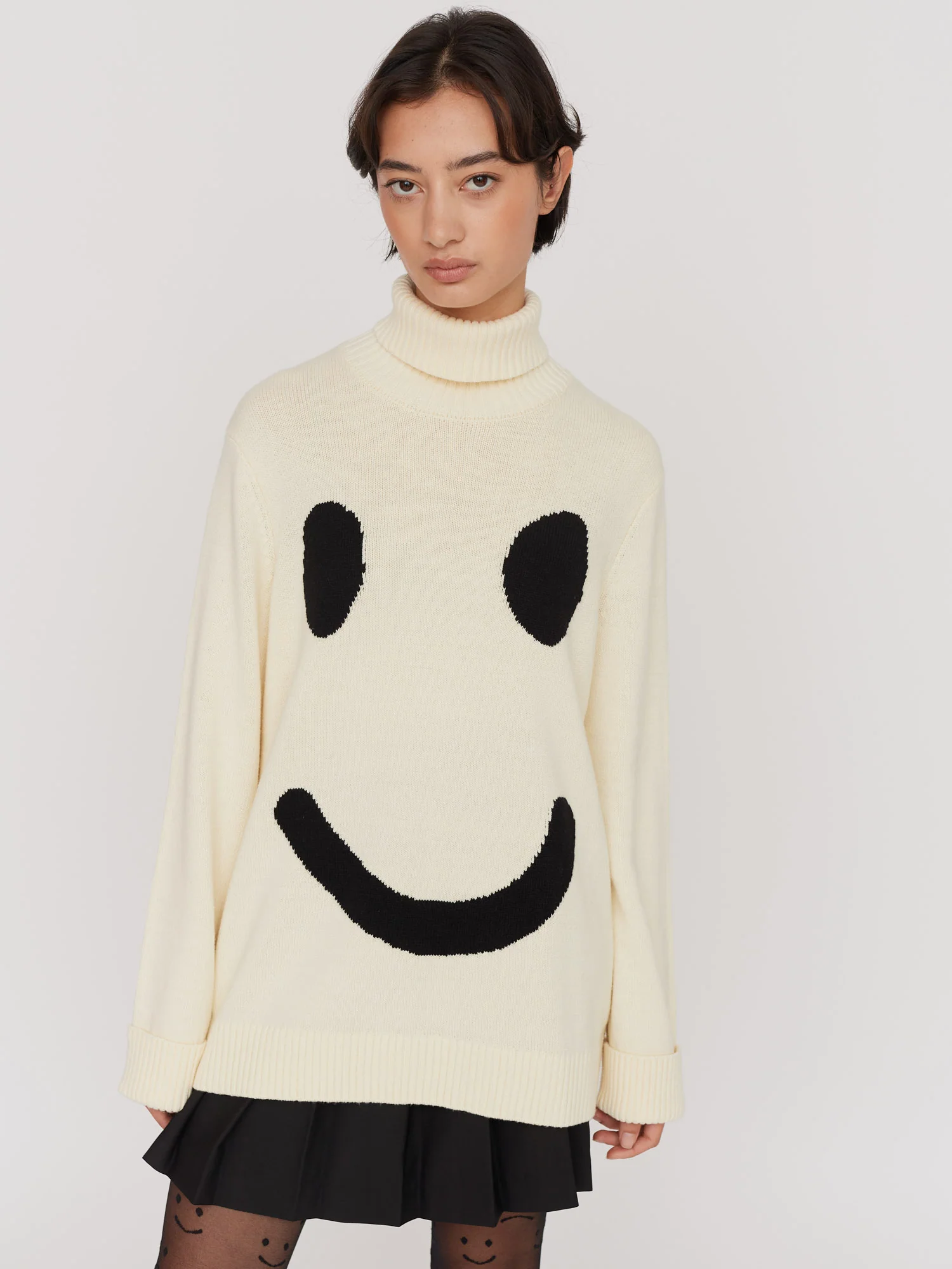 Happy Sad Roll Neck Knitted Jumper - Image 2