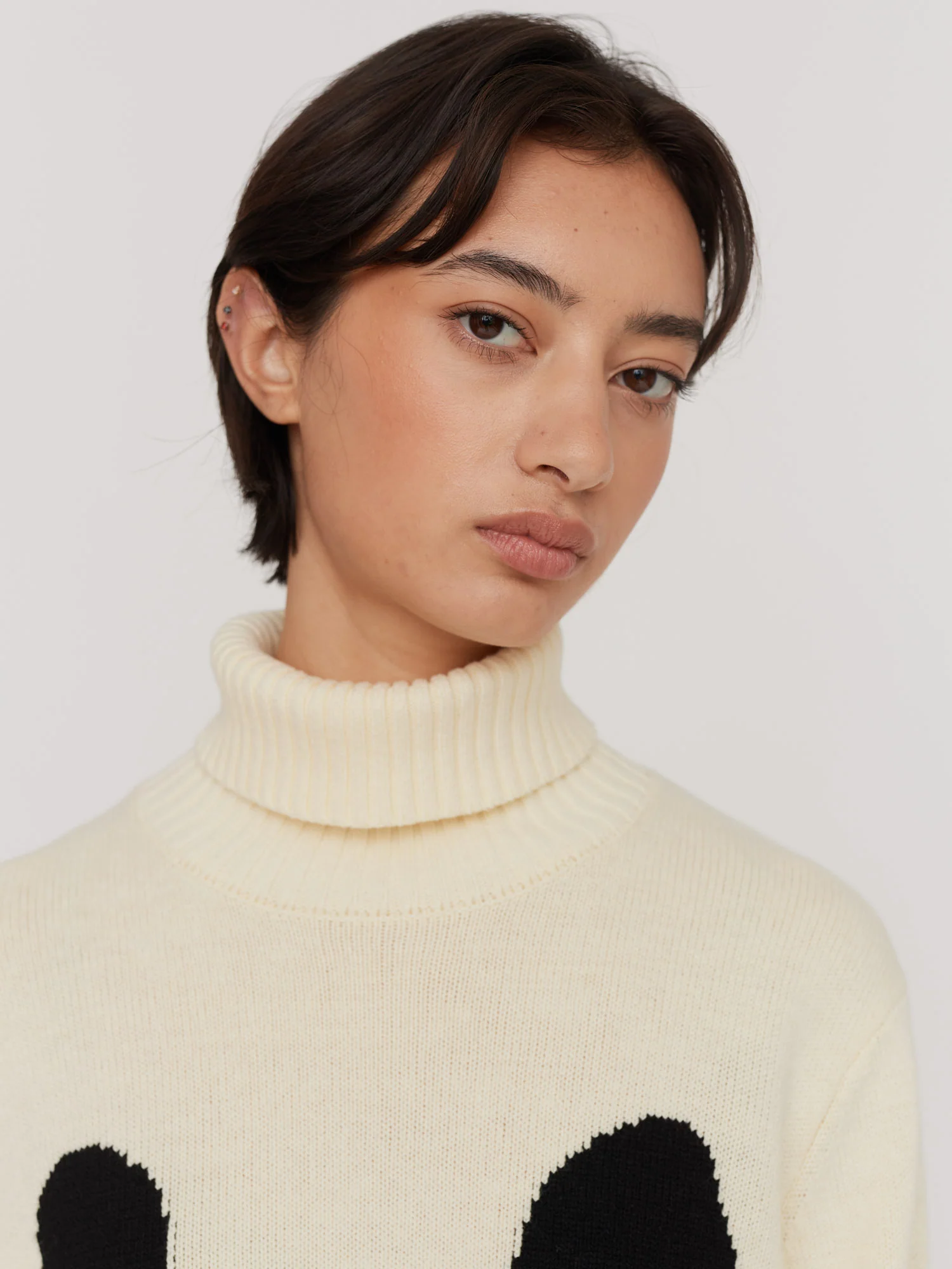 Happy Sad Roll Neck Knitted Jumper - Image 3