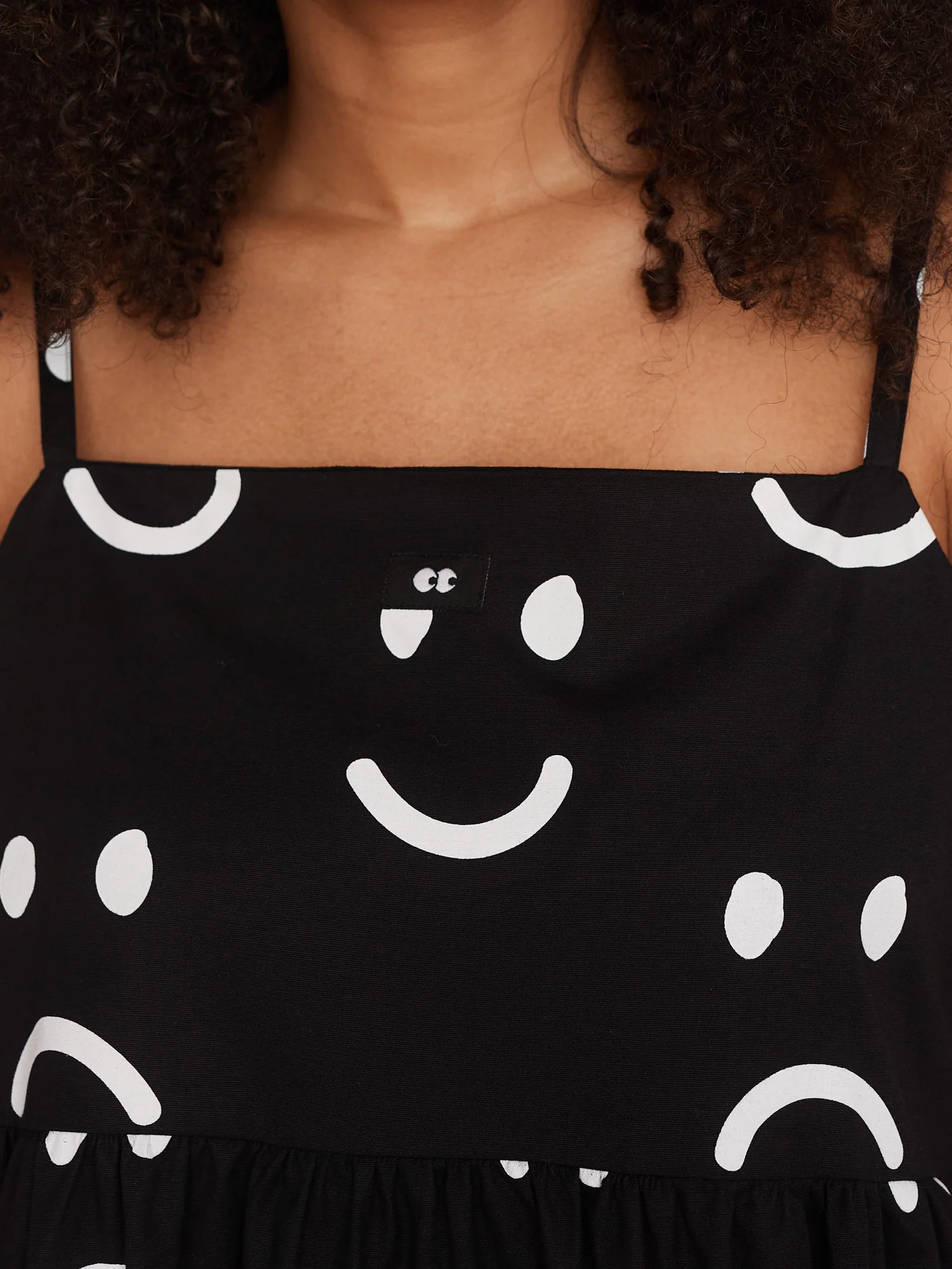 Happy Sad Tie Shoulder Smock Dress - Image 3