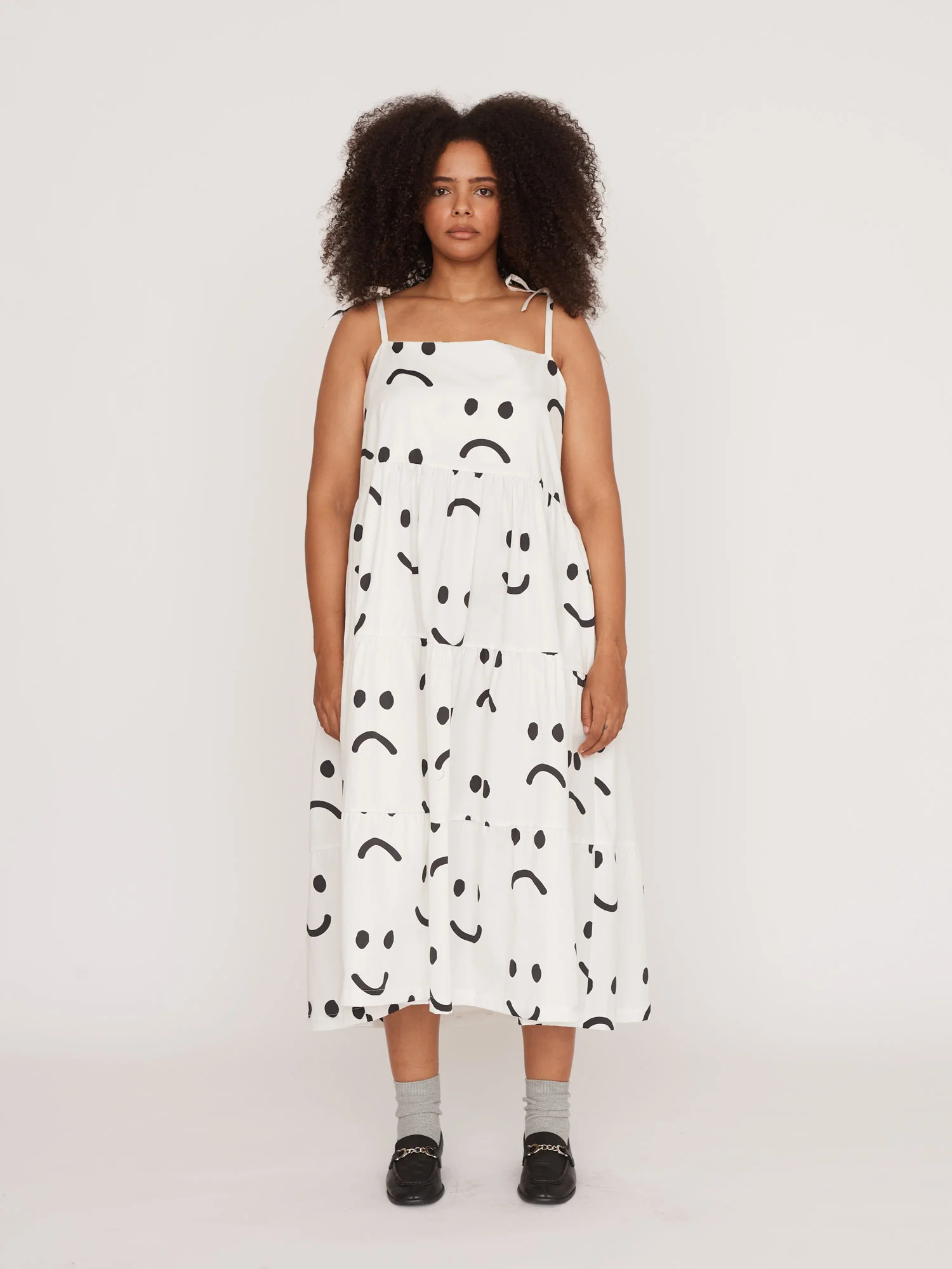 Happy Sad White Smock Dress