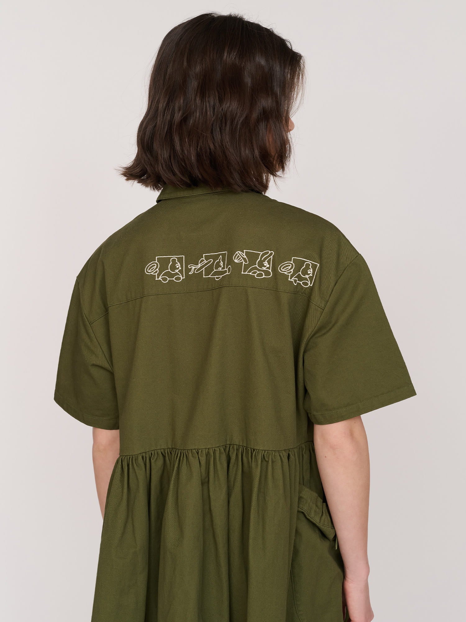Khaki Double Breasted Utility Dress - Image 3