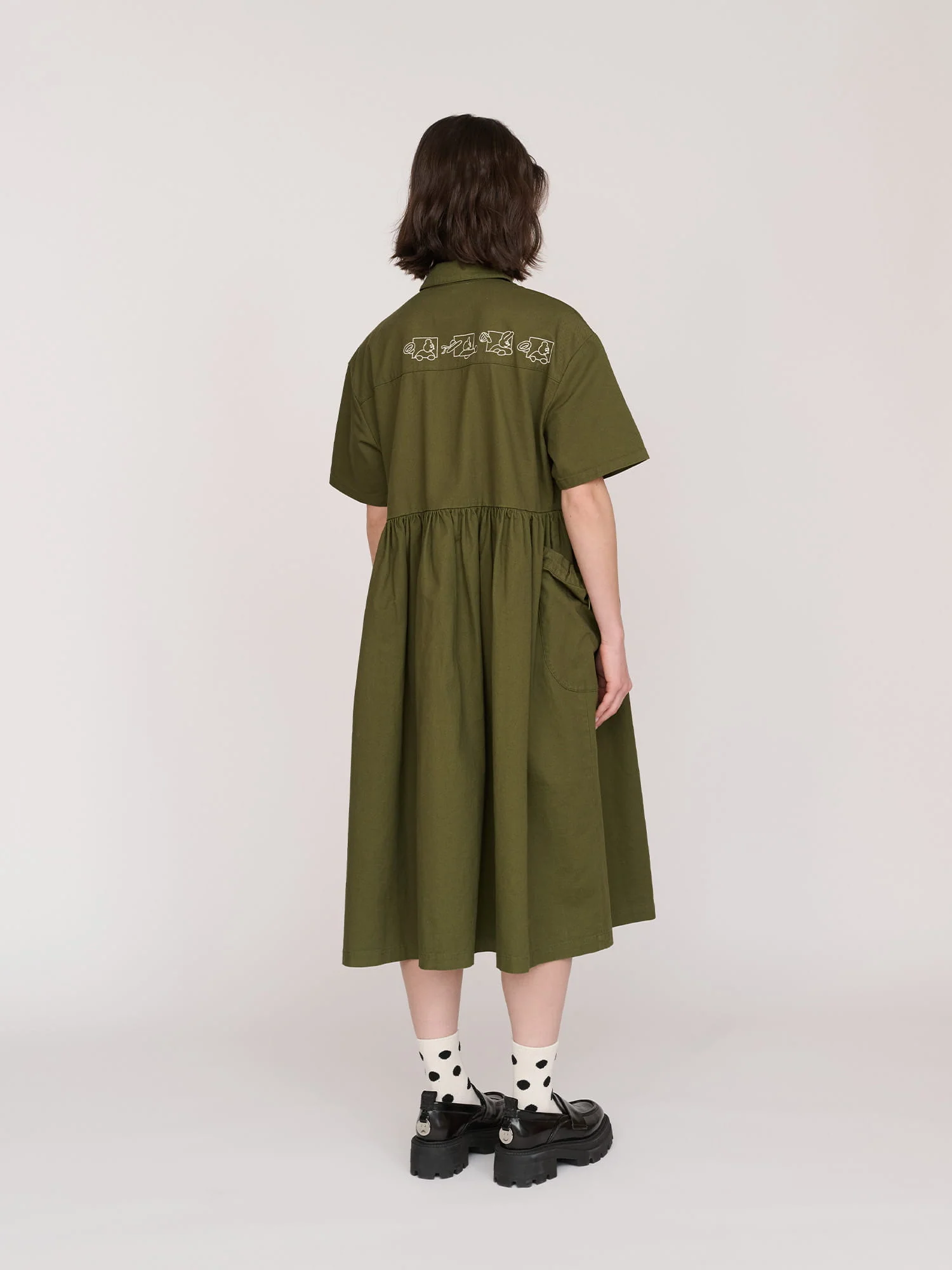 Khaki Double Breasted Utility Dress - Image 9