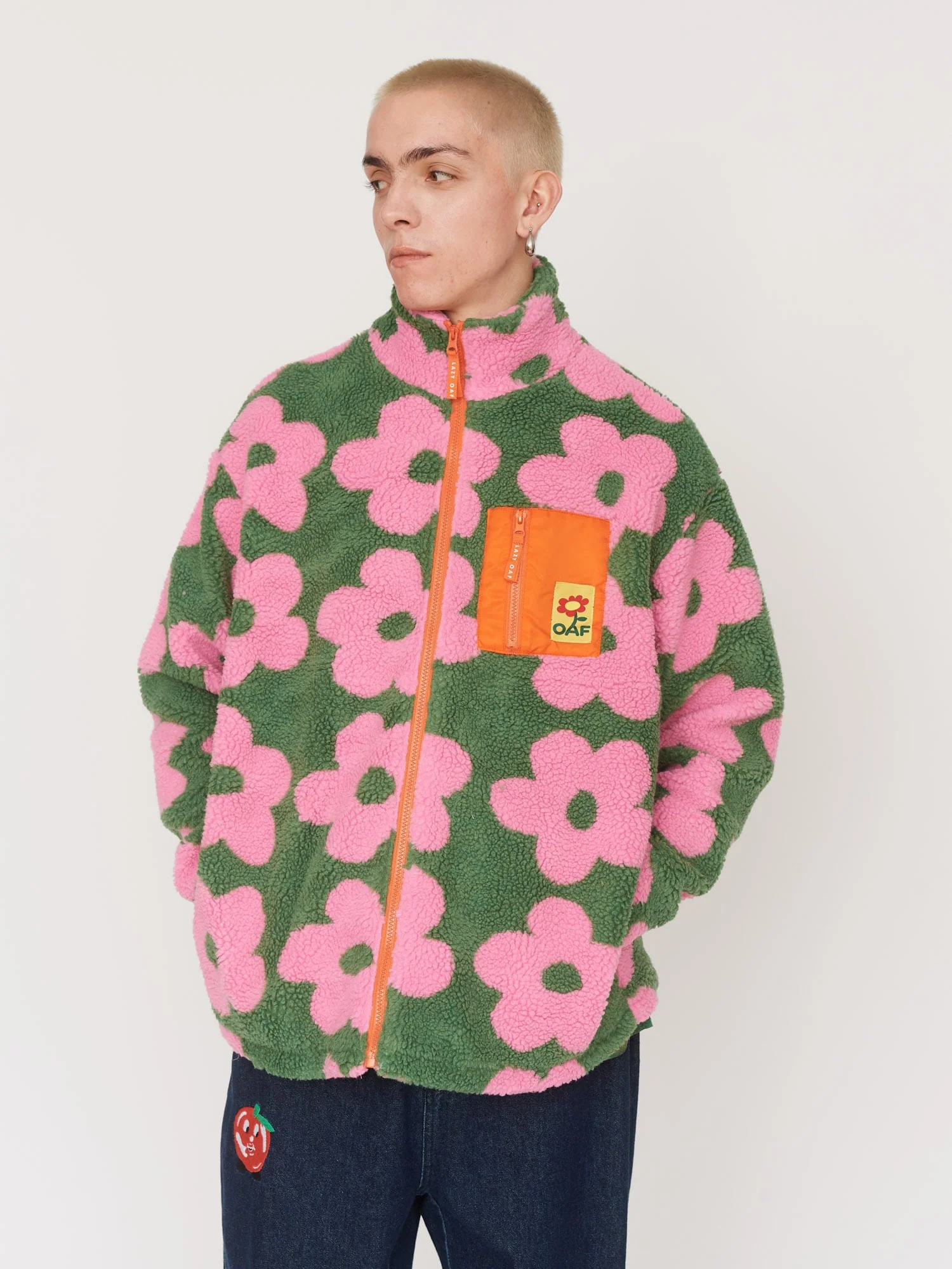 Khaki Floral Zip Through Fleece - Image 3