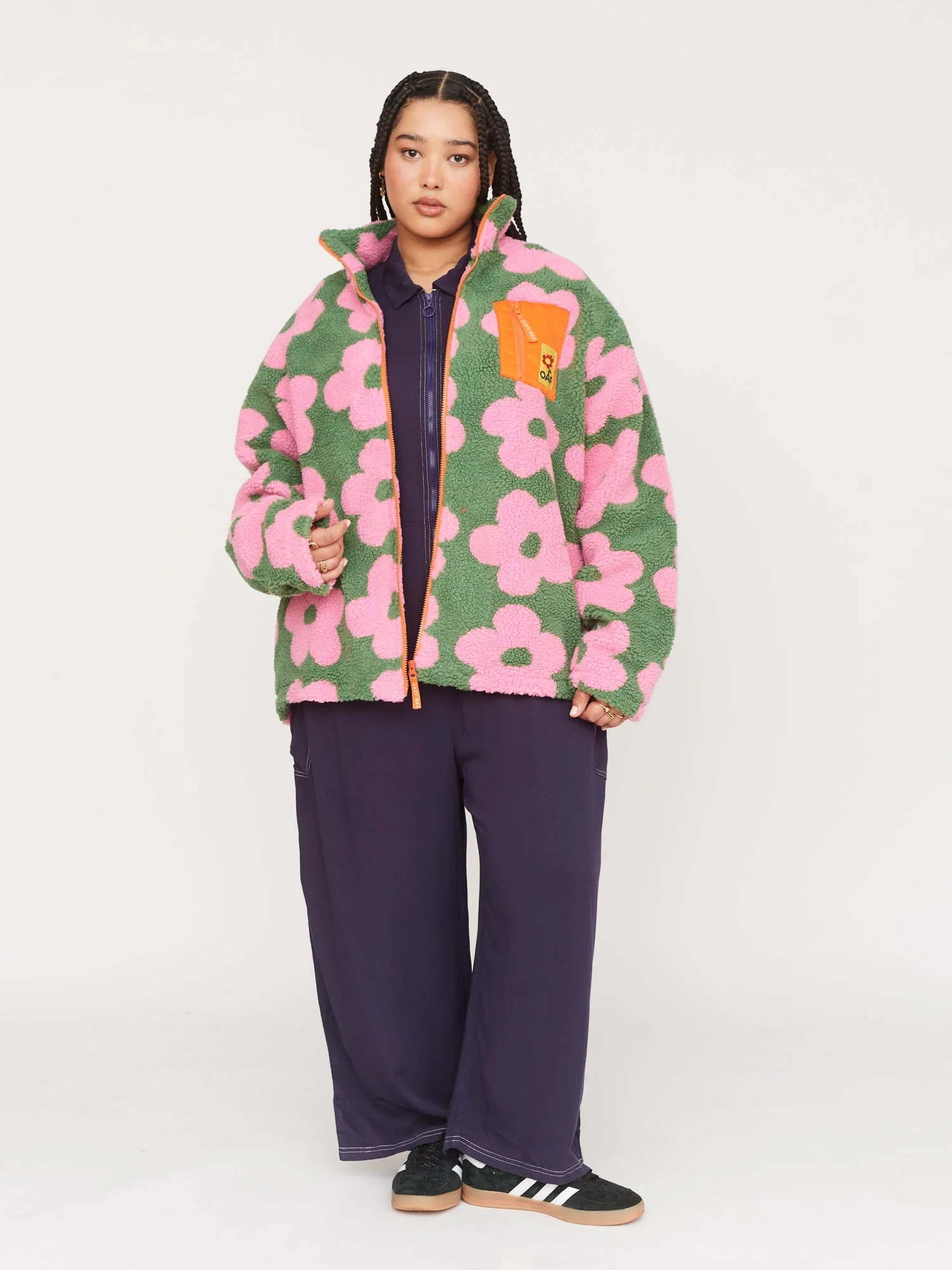 Khaki Floral Zip Through Fleece - Image 4