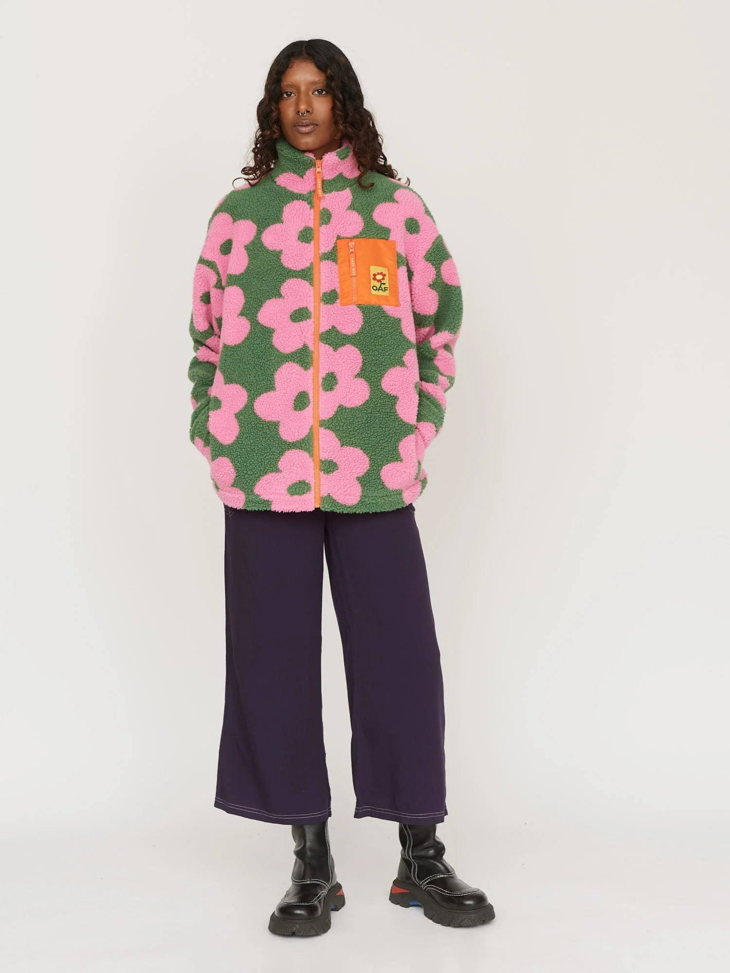 Khaki Floral Zip Through Fleece - Image 5