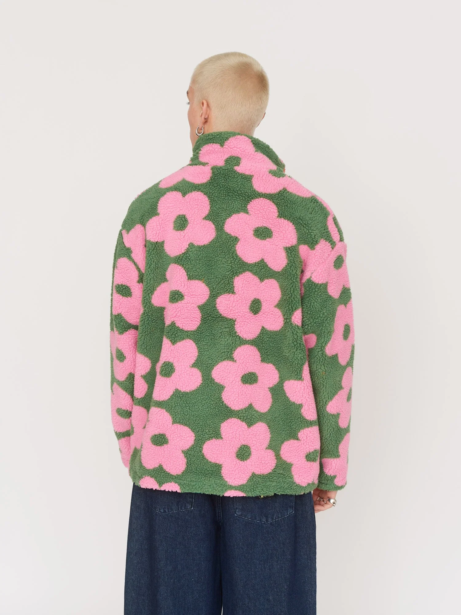 Khaki Floral Zip Through Fleece - Image 6