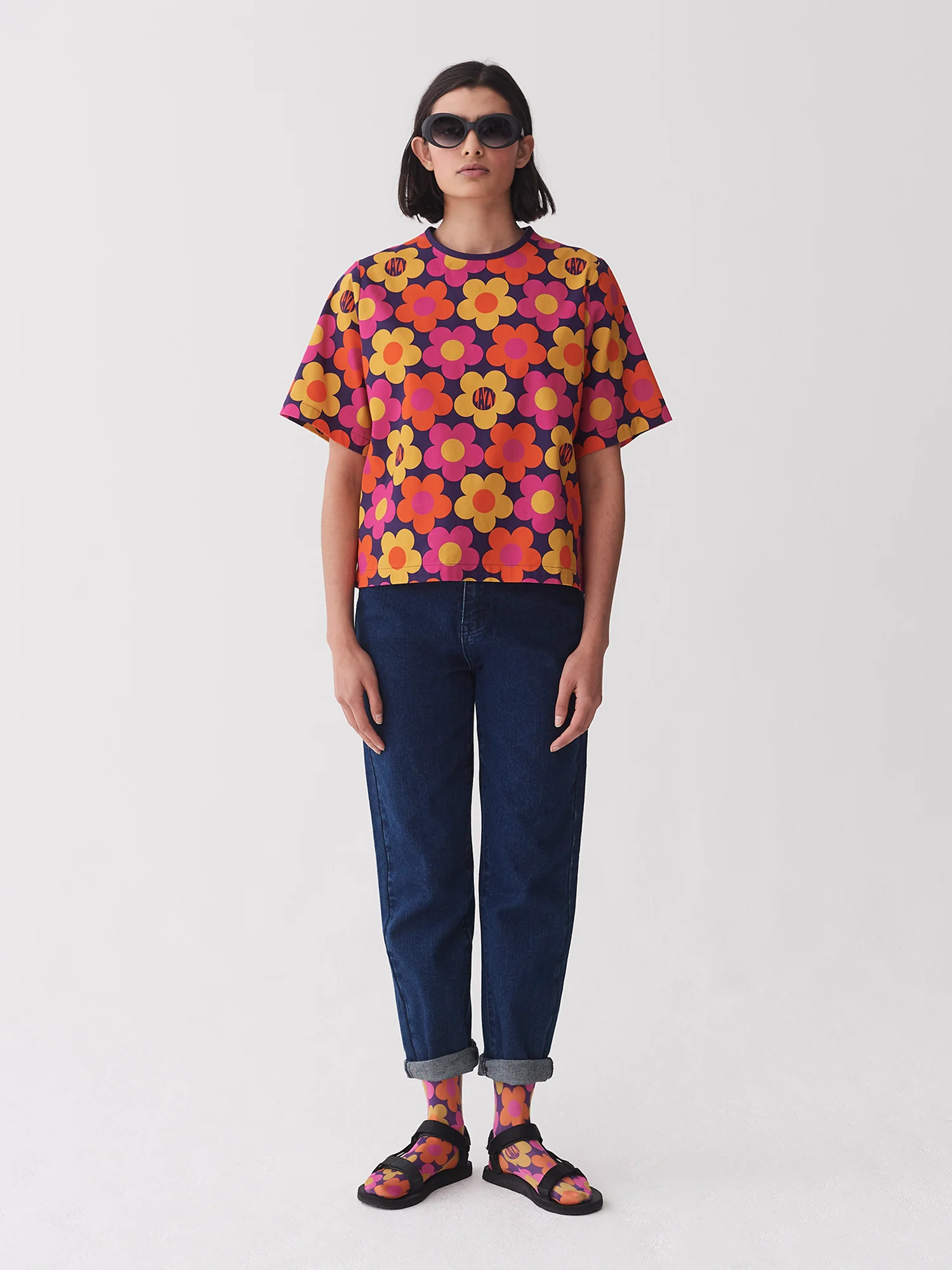 Lazy Oaf 70's Floral Print T-Shirt - Image 2
