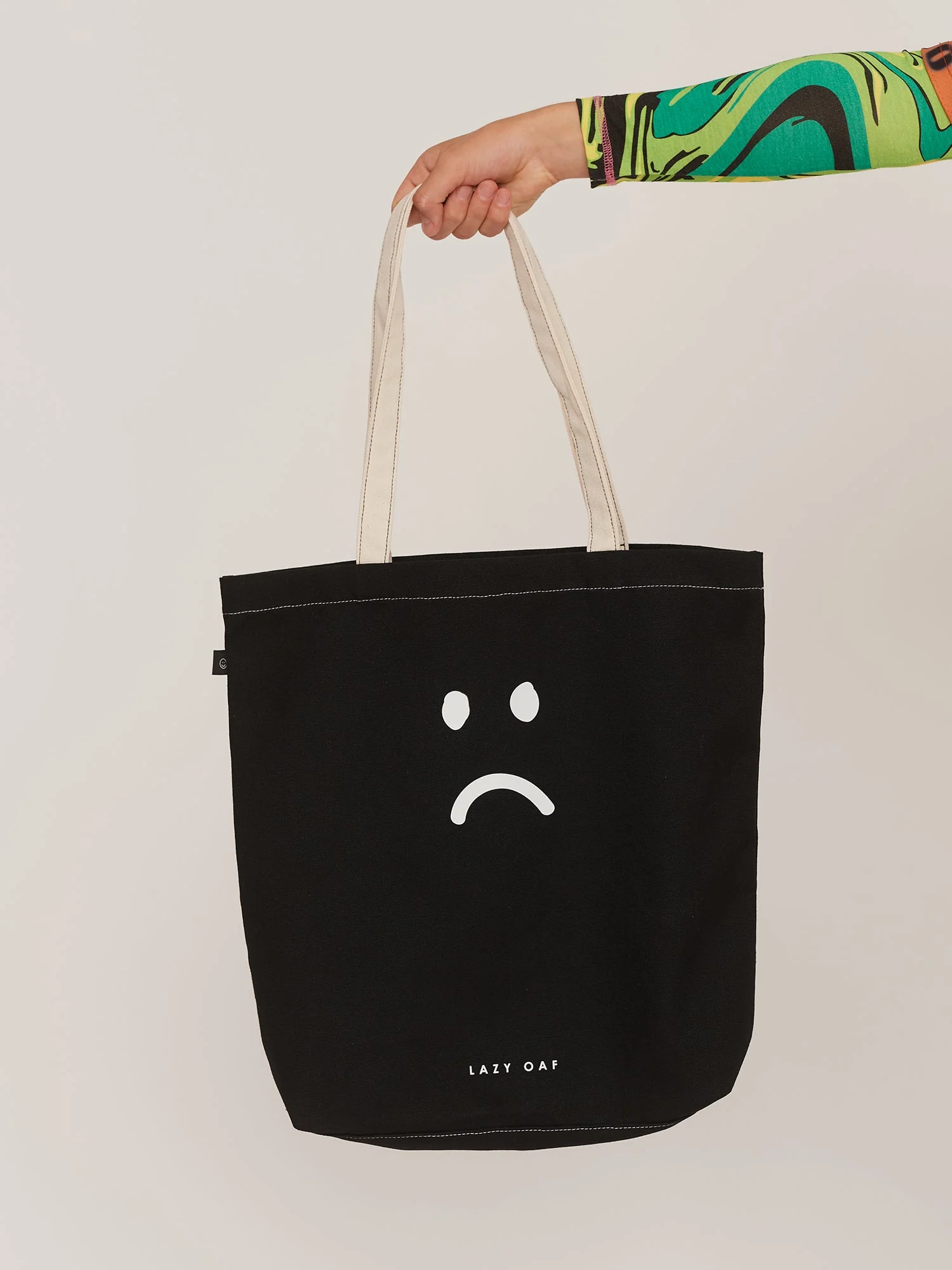 Black Happy Sad Tote Bag - Image 3