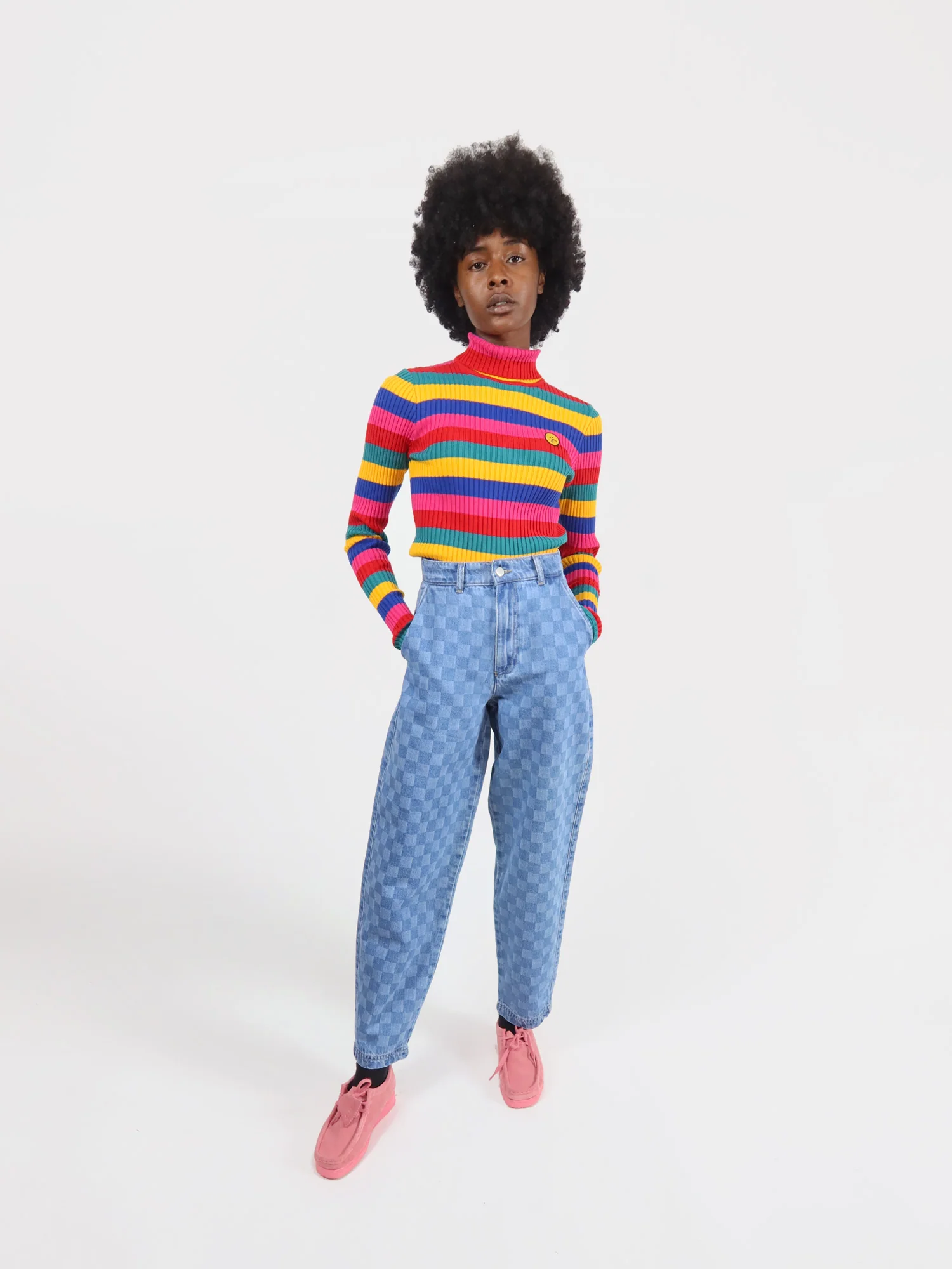 Lazy Oaf Checked Denim Tokyo Pants - Image 3