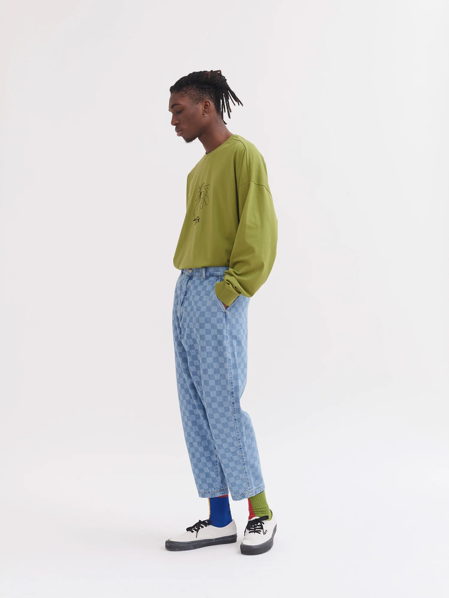 Lazy Oaf Checked Denim Tokyo Pants - Image 7