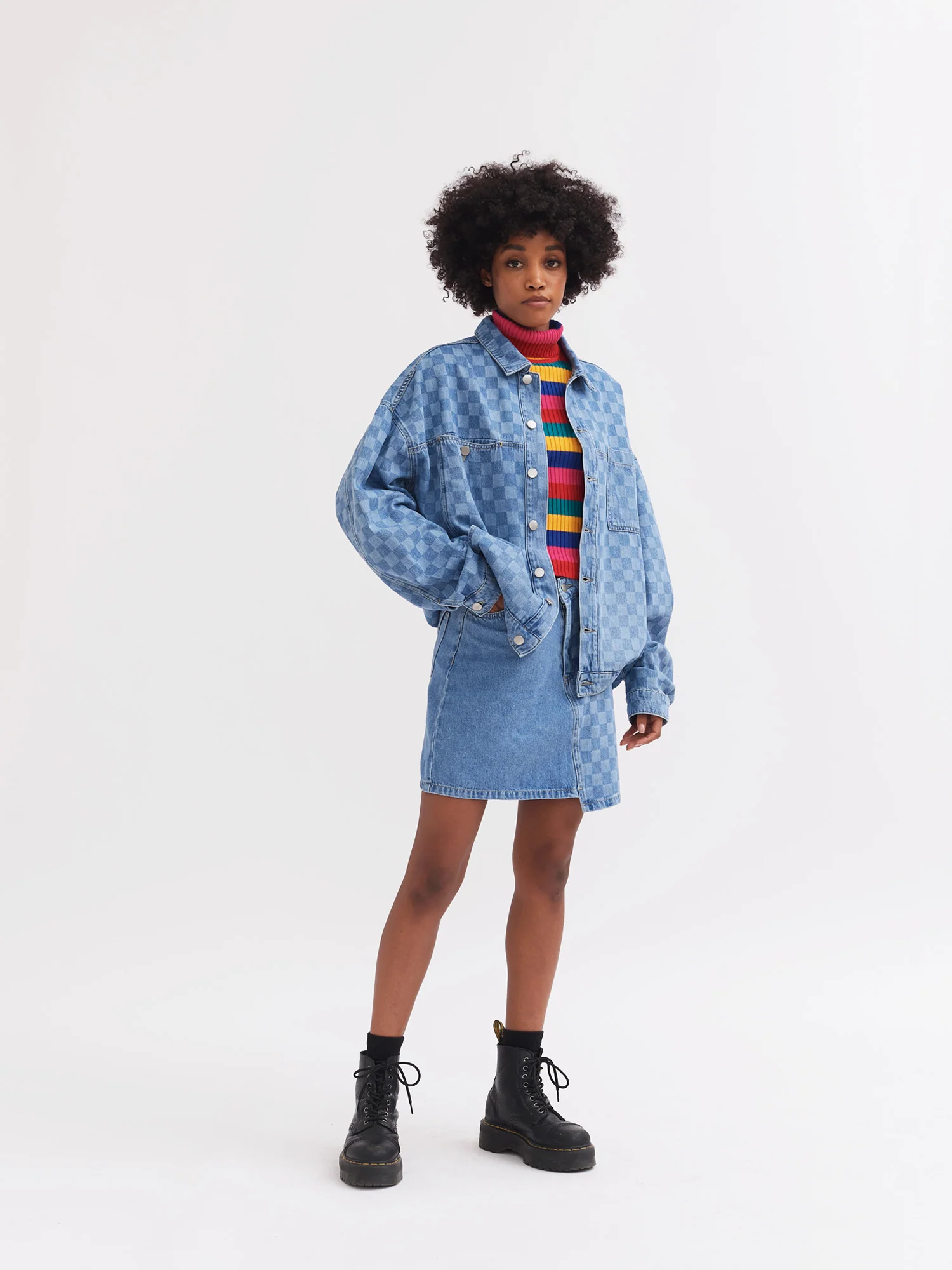 Lazy Oaf Checked Denim Work Jacket - Image 11
