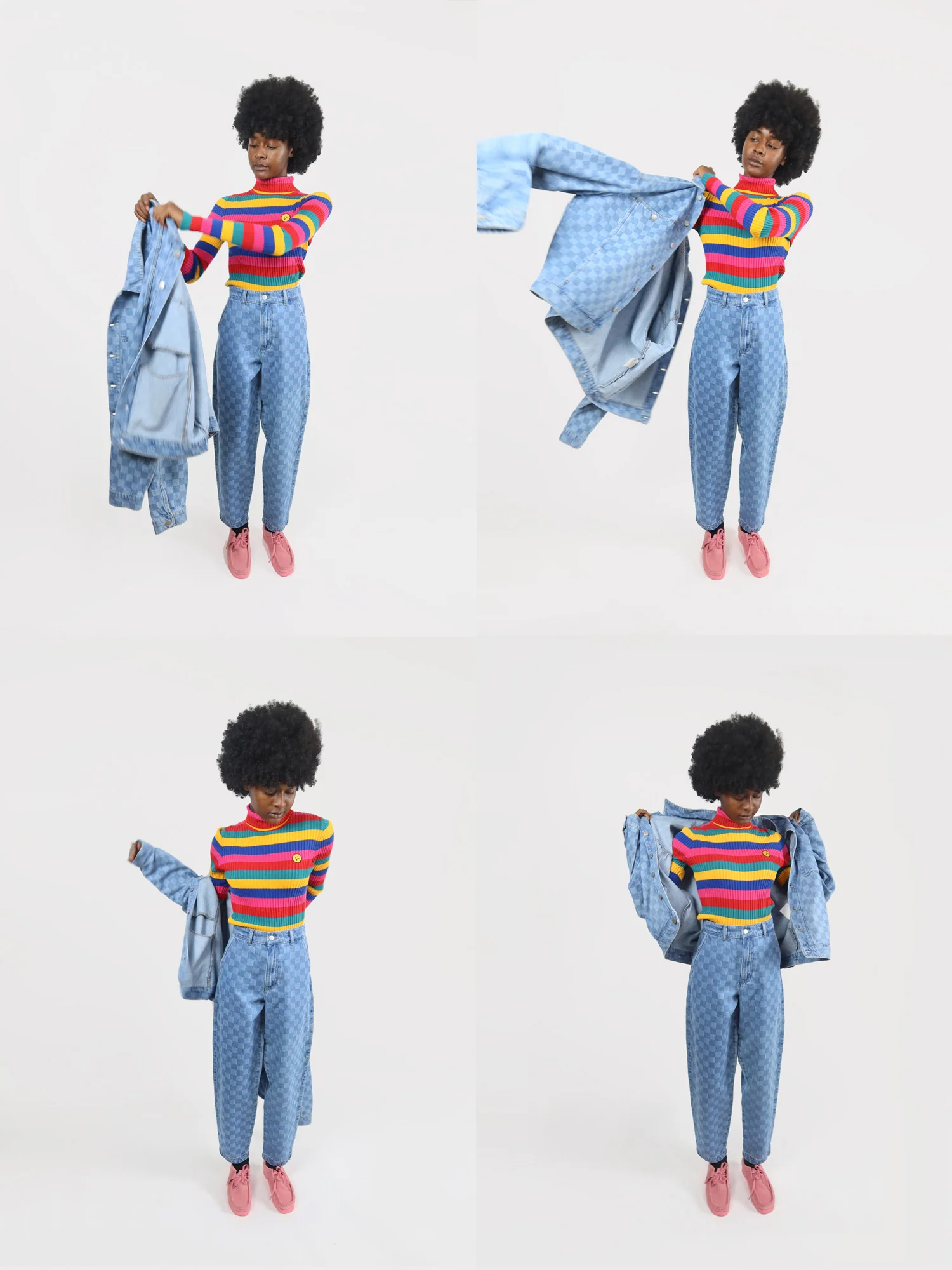 Lazy Oaf Checked Denim Work Jacket - Image 2