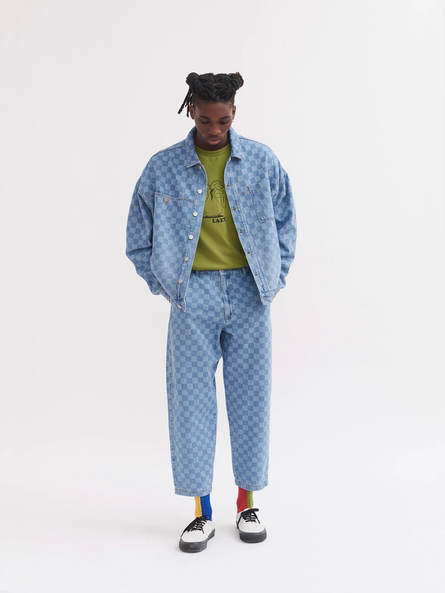 Lazy Oaf Checked Denim Work Jacket - Image 3
