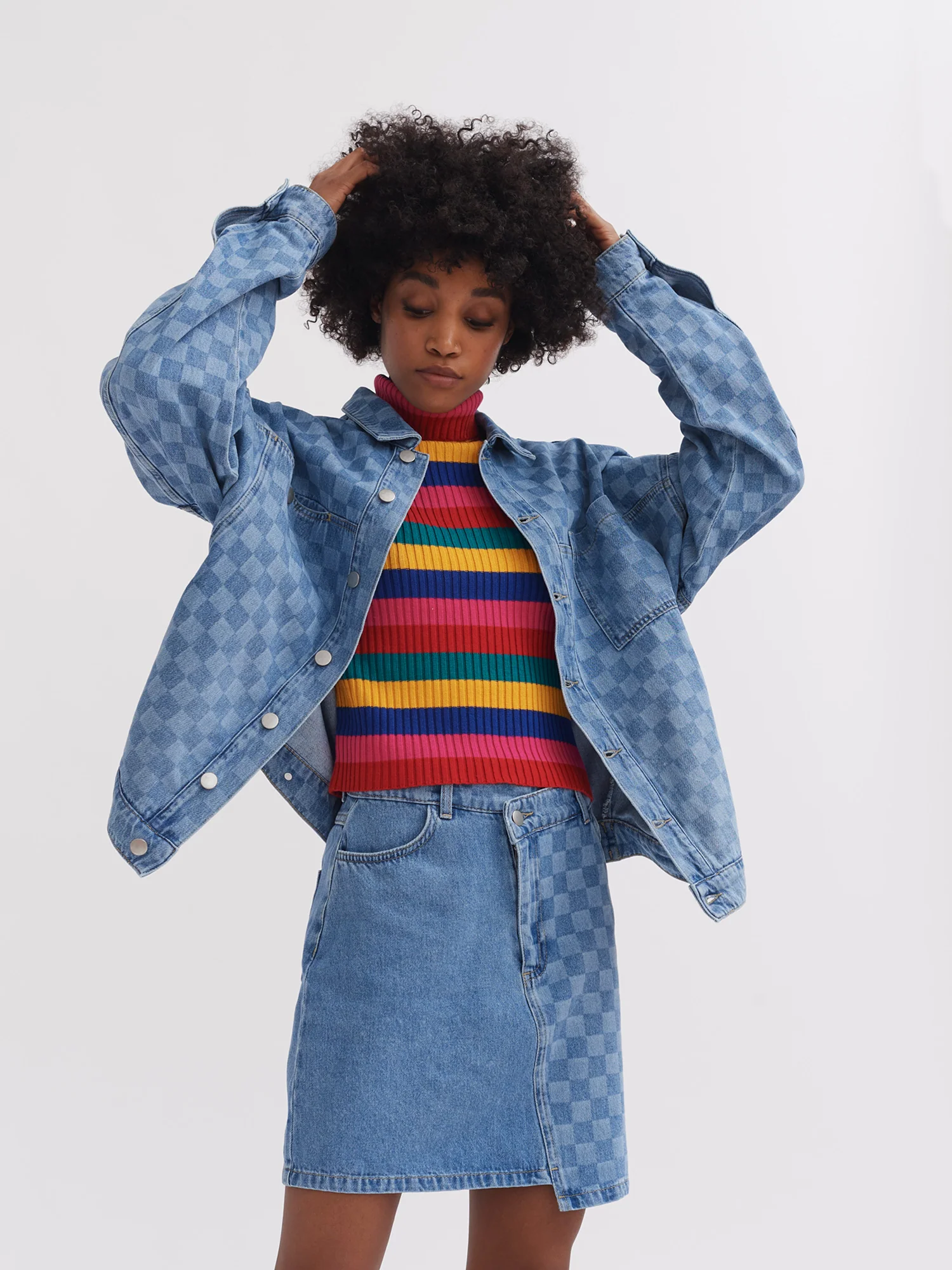 Lazy Oaf Checked Denim Work Jacket - Image 6