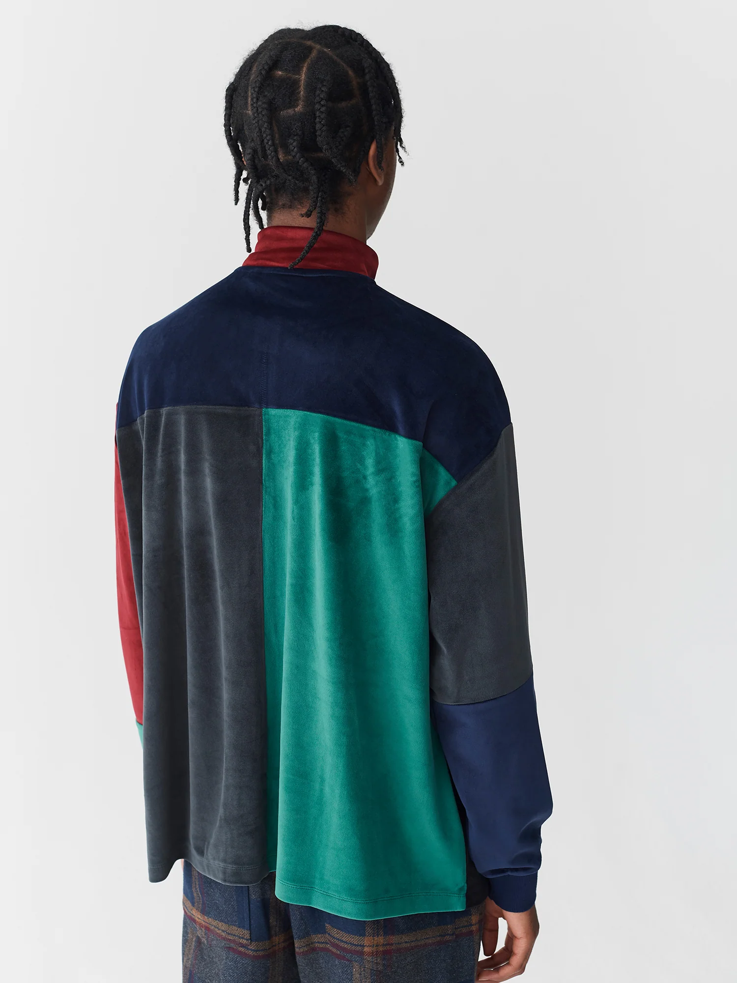 Lazy Oaf Colour Block Velour Half Zip Sweatshirt - Image 4