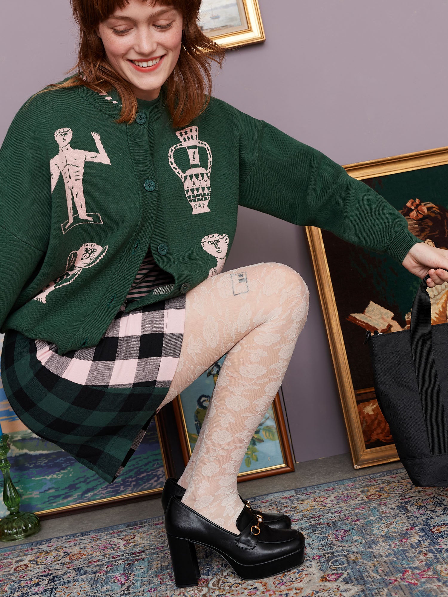 Lazy Oaf Curator Check Midi Skirt - Image 7