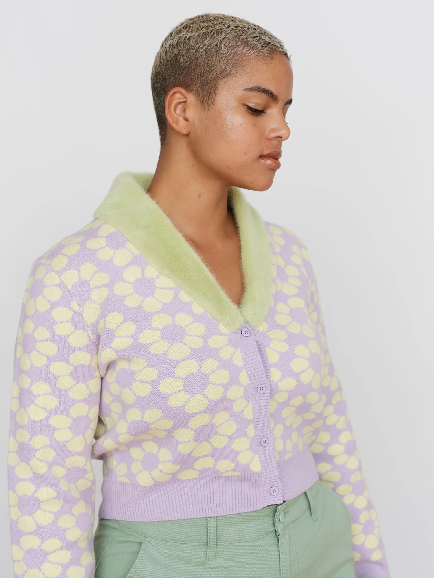 Flower Repeat Furry Cardigan - Image 3