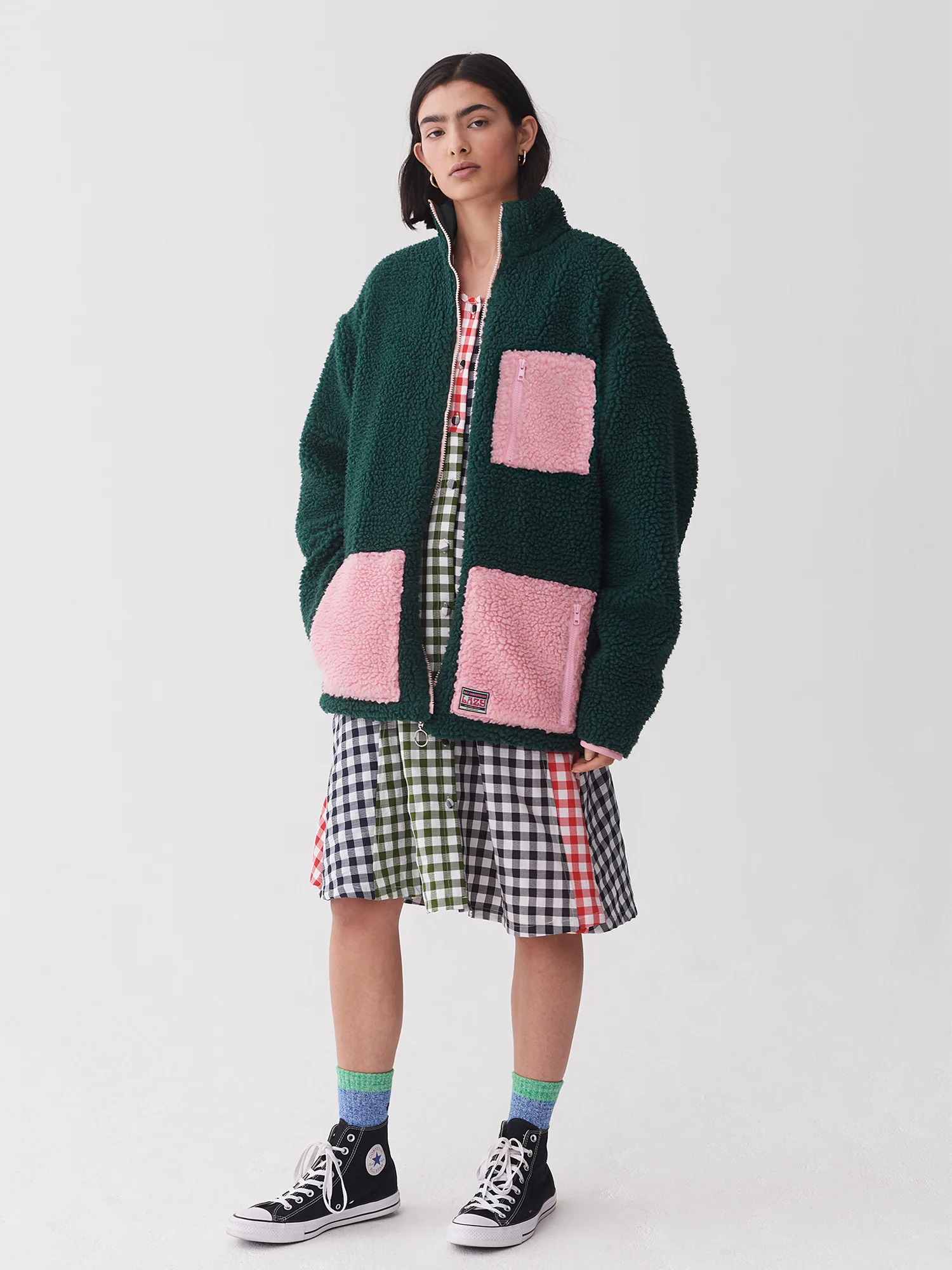 Lazy Oaf Forest Green Zip Up Fleece - Image 3