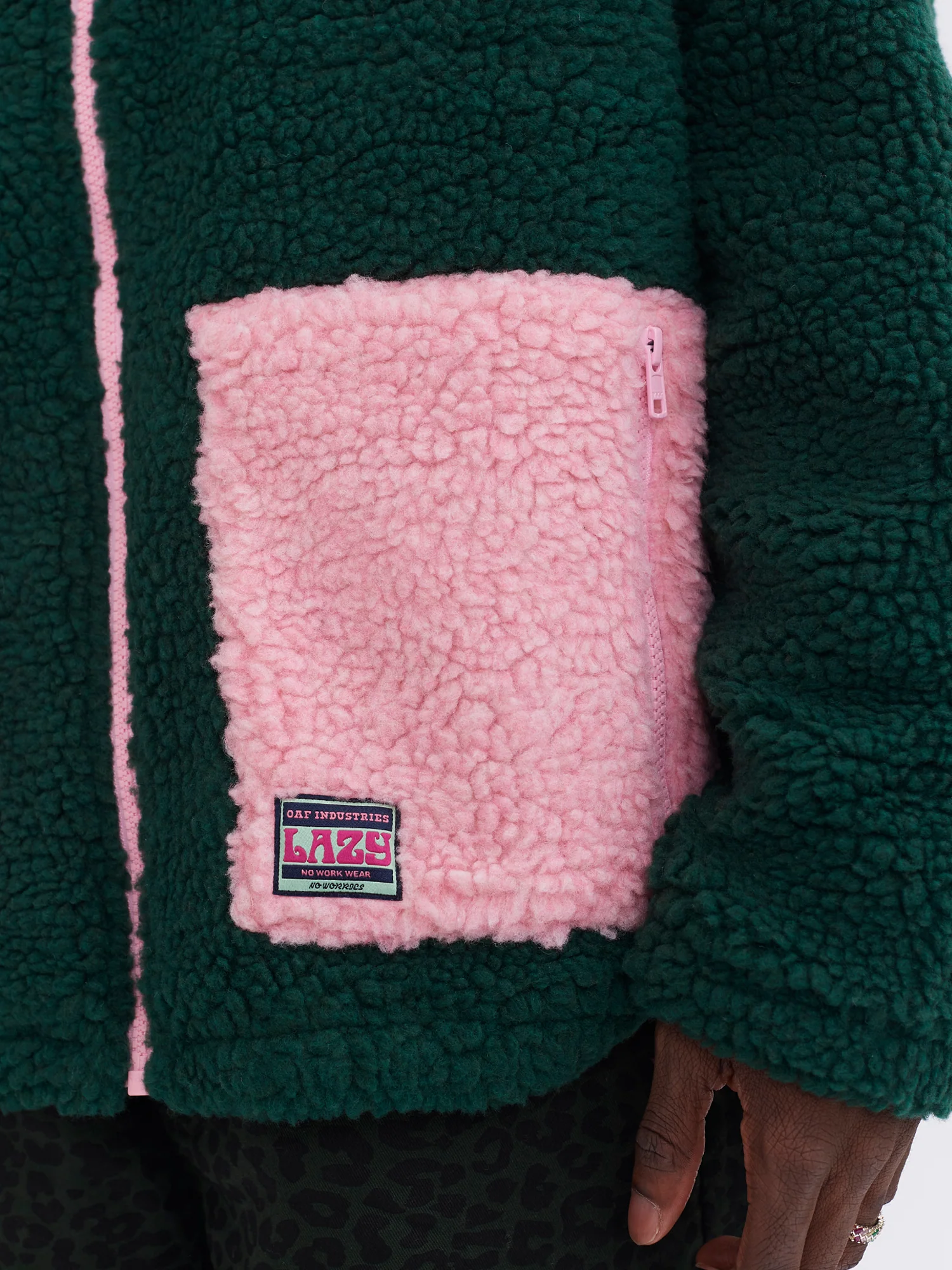 Lazy Oaf Forest Green Zip Up Fleece - Image 4