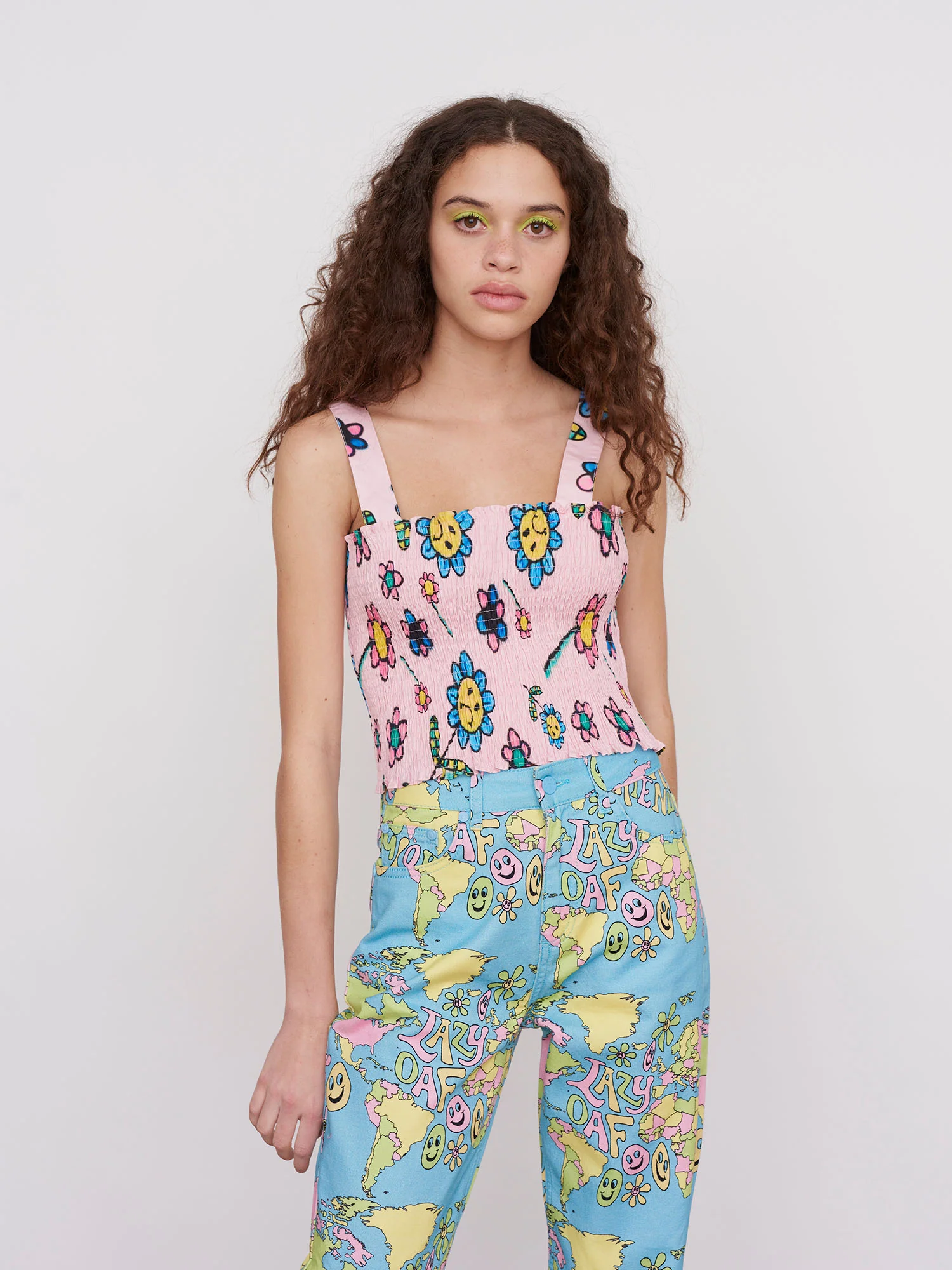 Lazy Oaf Airbrush Flowers Shirred Top - Image 6
