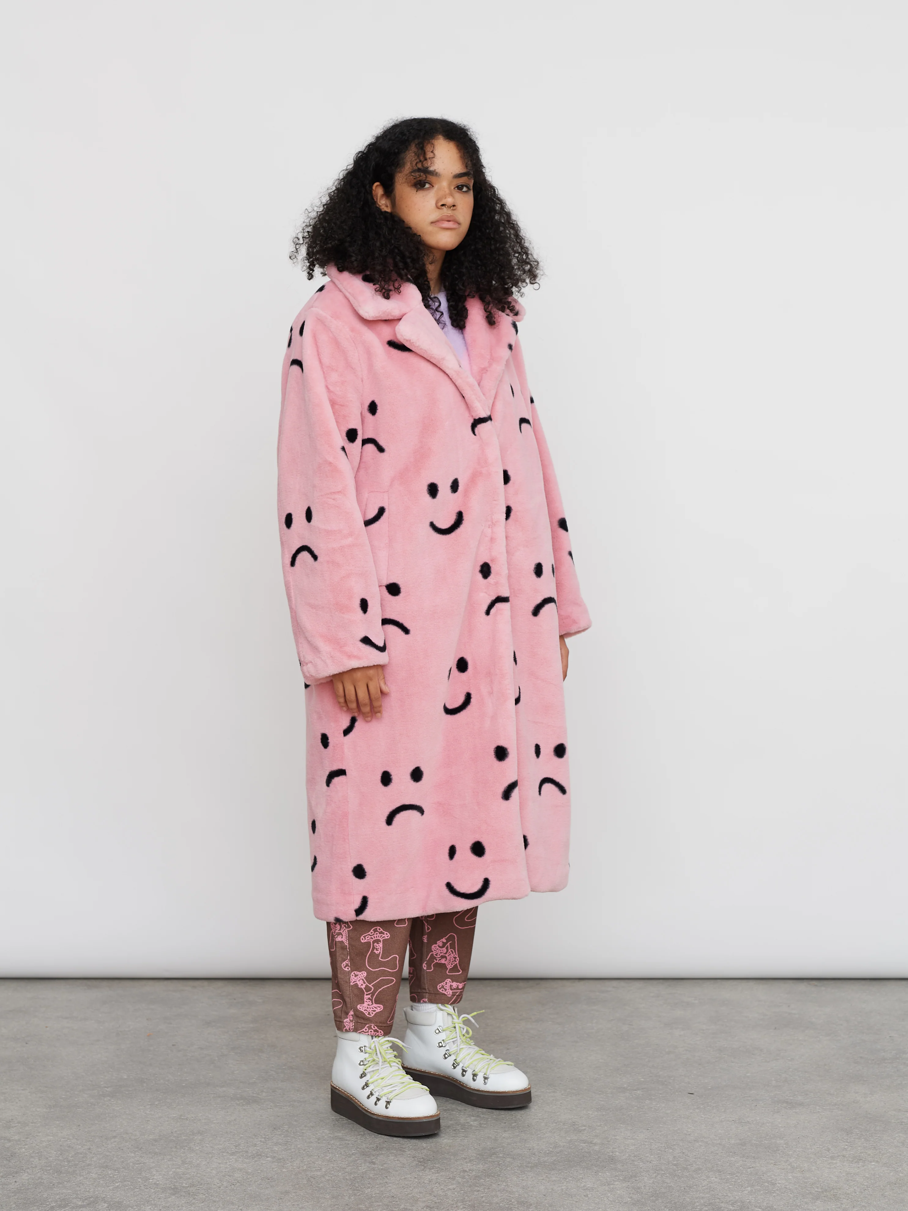 Happy Sad Faux Fur Coat - Image 6