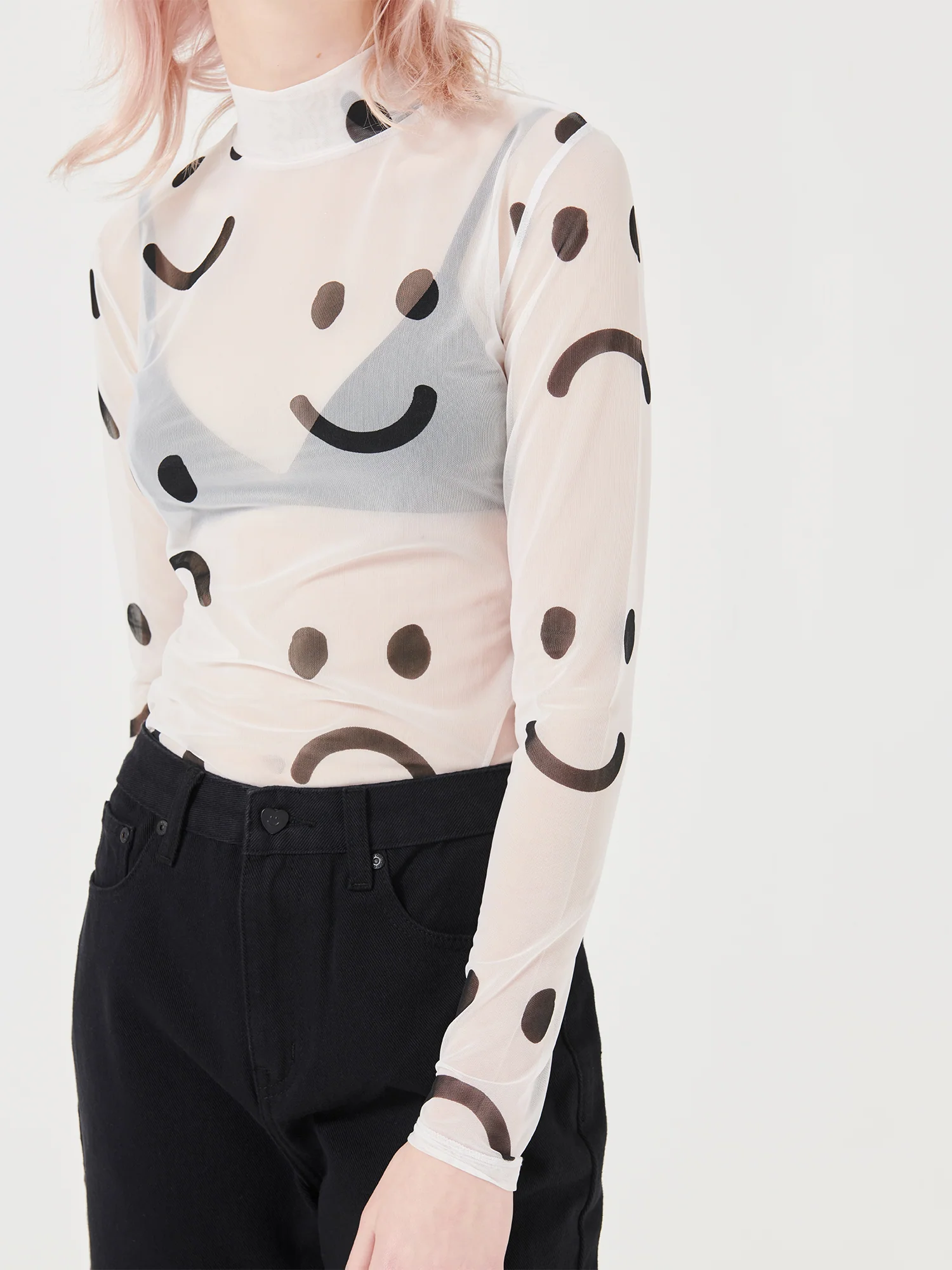 Lazy Oaf Happy Sad Sheer Top - Image 4