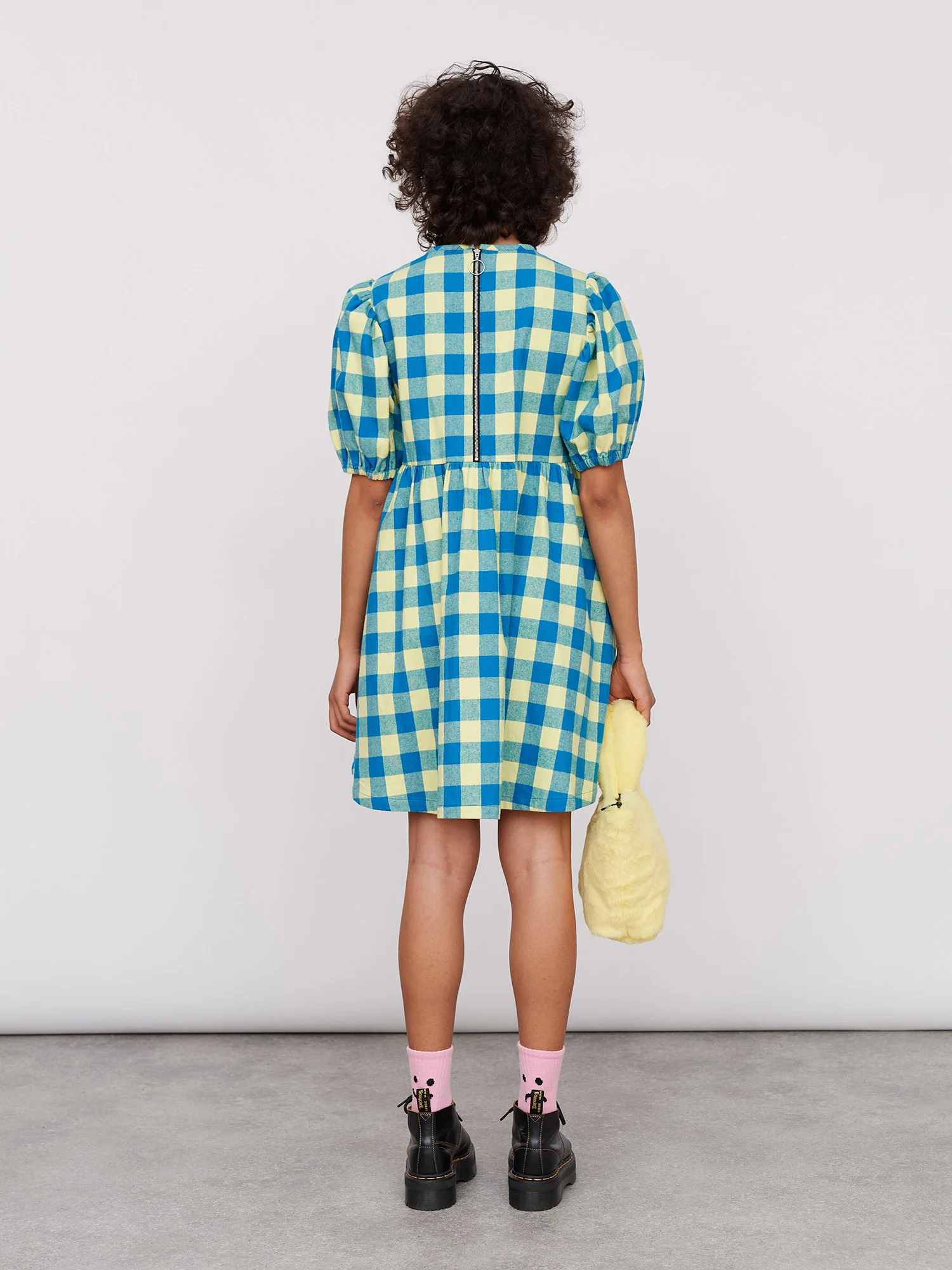 Lazy Oaf Honey Check Puff Sleeve Dress - Image 2