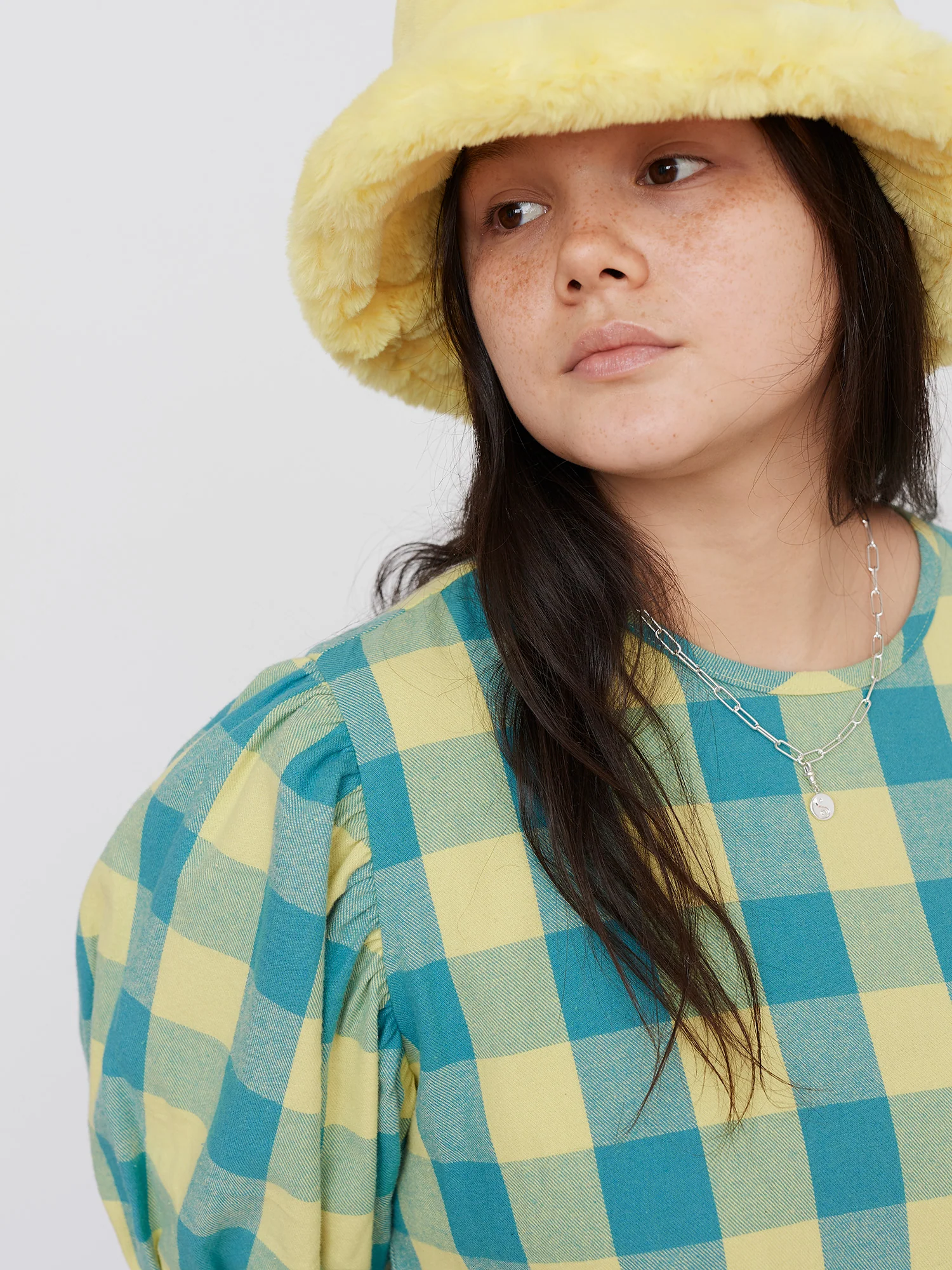 Lazy Oaf Honey Check Puff Sleeve Dress - Image 3