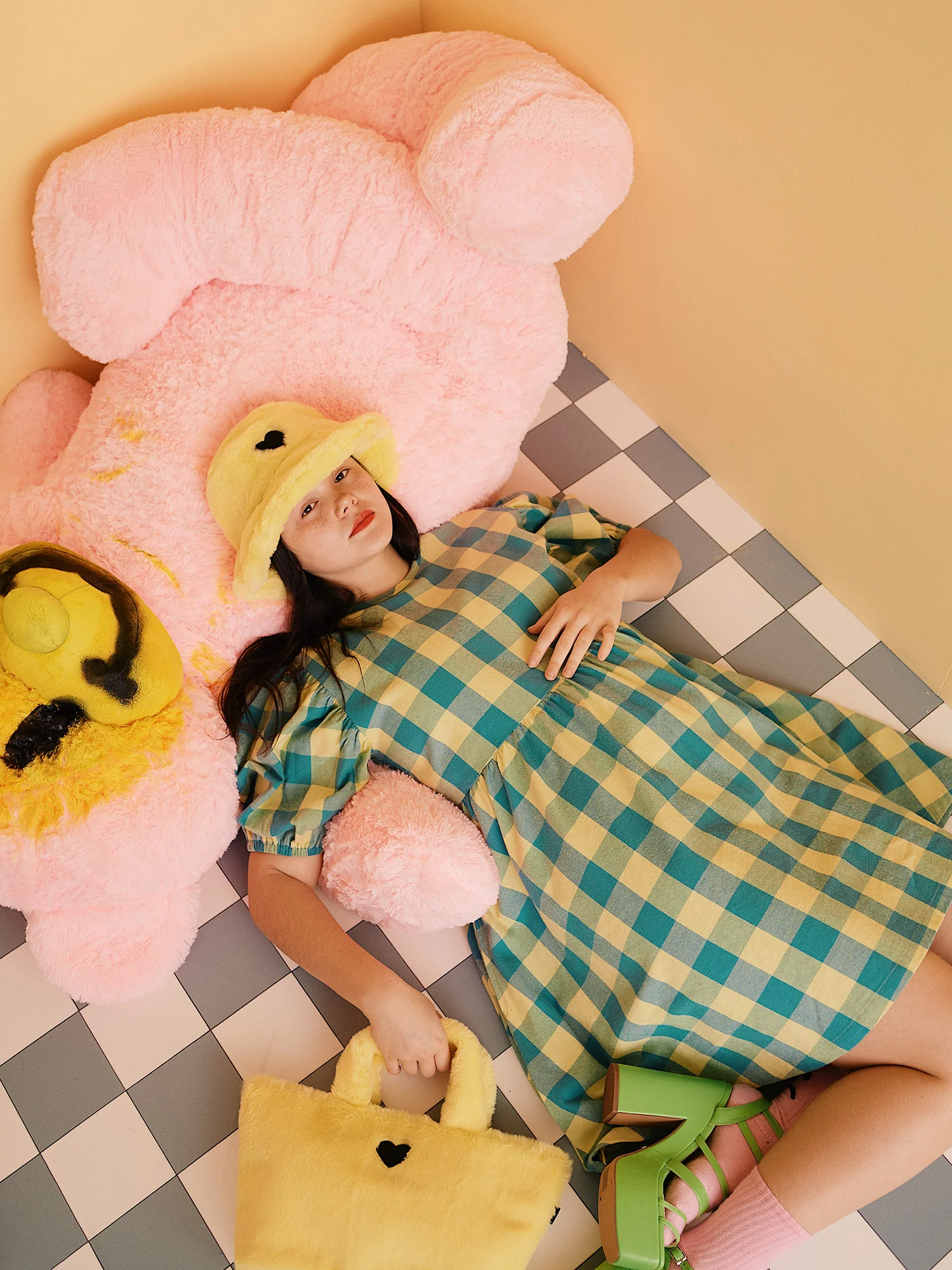 Lazy Oaf Honey Check Puff Sleeve Dress - Image 5