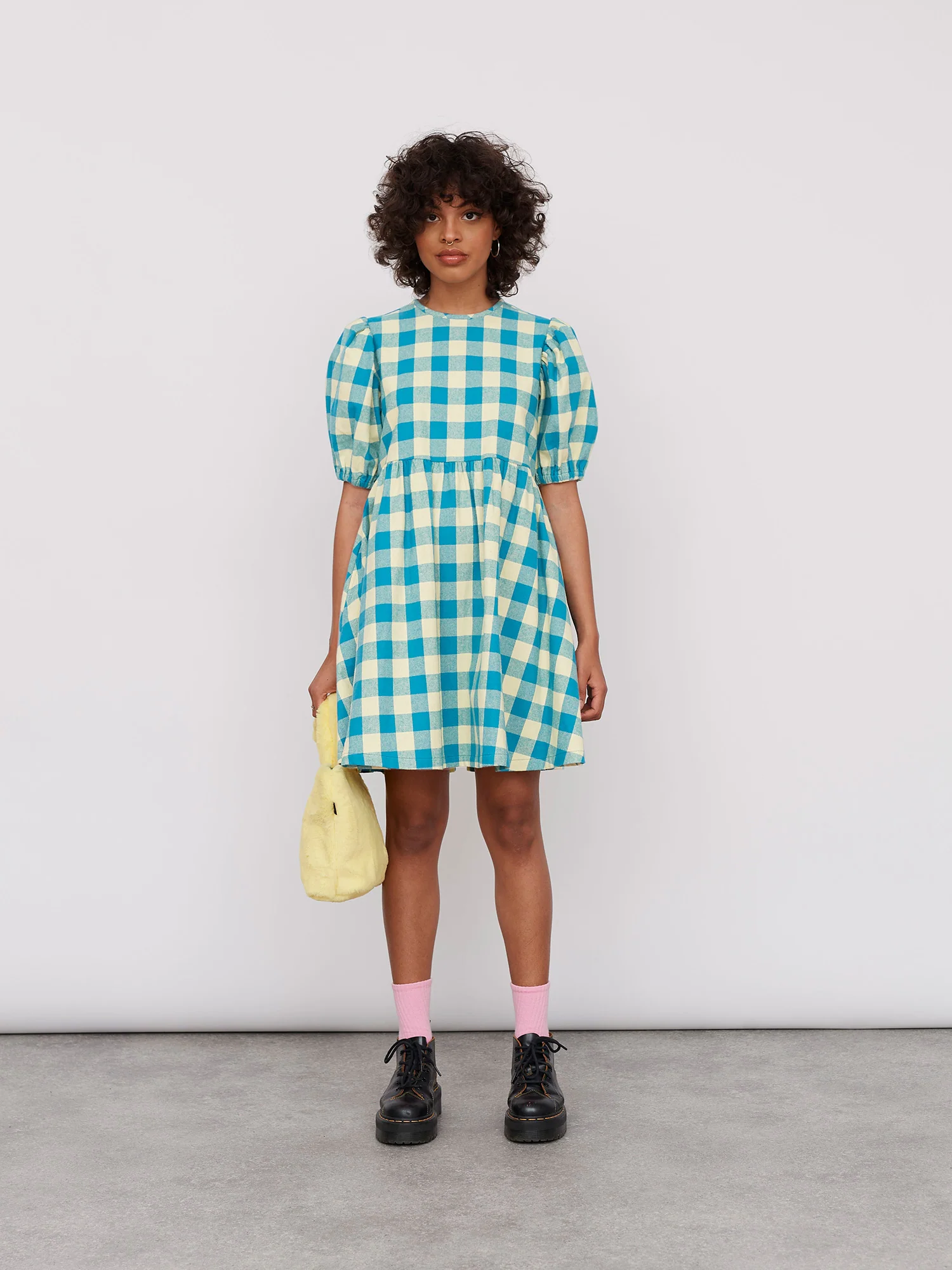 Lazy Oaf Honey Check Puff Sleeve Dress - Image 6