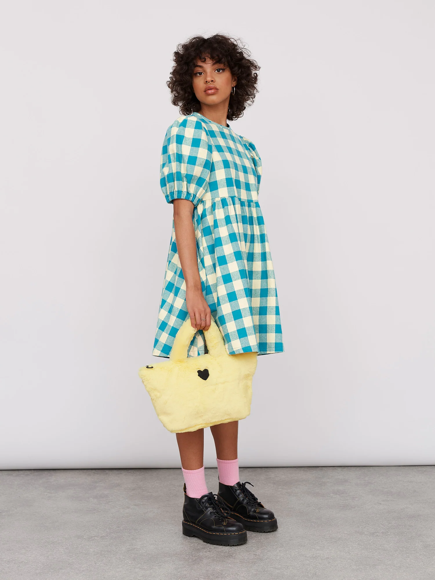 Lazy Oaf Honey Check Puff Sleeve Dress - Image 7