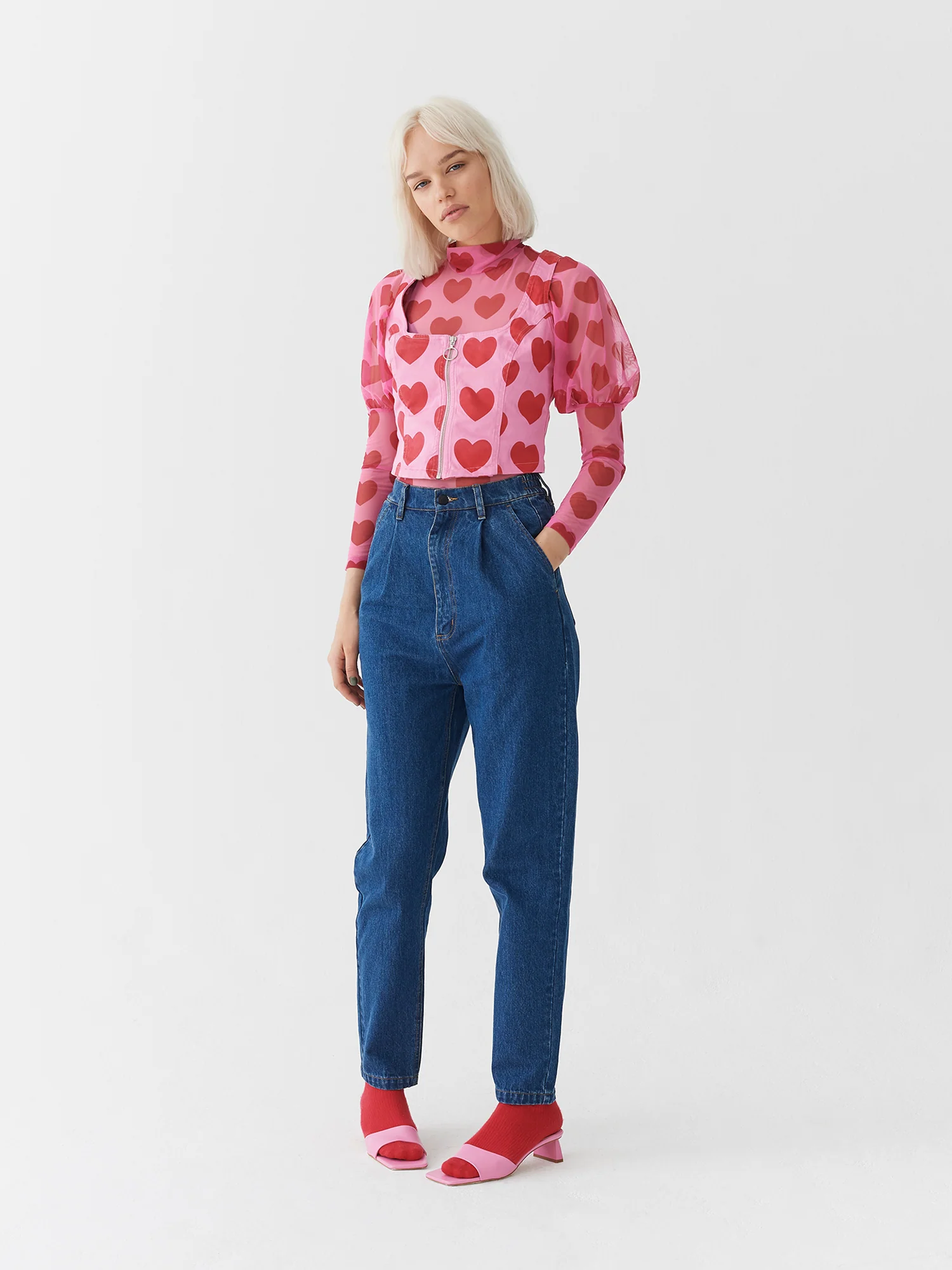 Lazy Oaf I Heart Me Zip Up Corset Top - Image 2