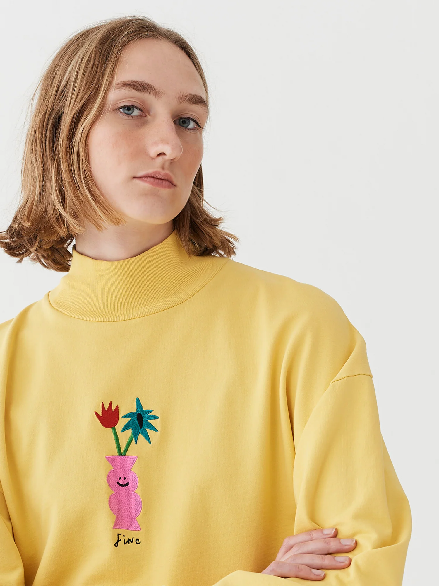 Lazy Oaf Just Fine Yellow Sweatshirt - Image 3