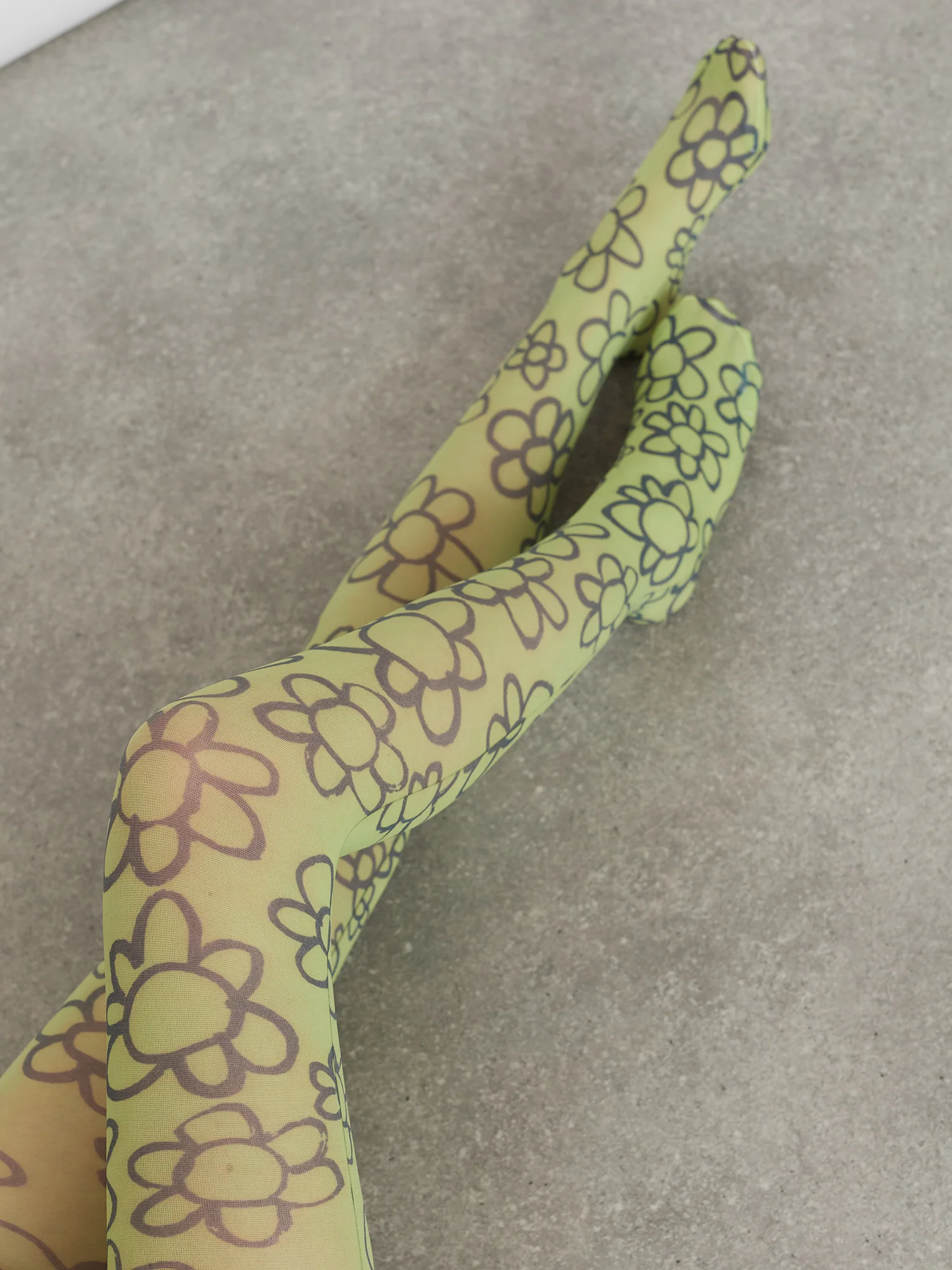Lime Flower Scribble Tights - Image 2