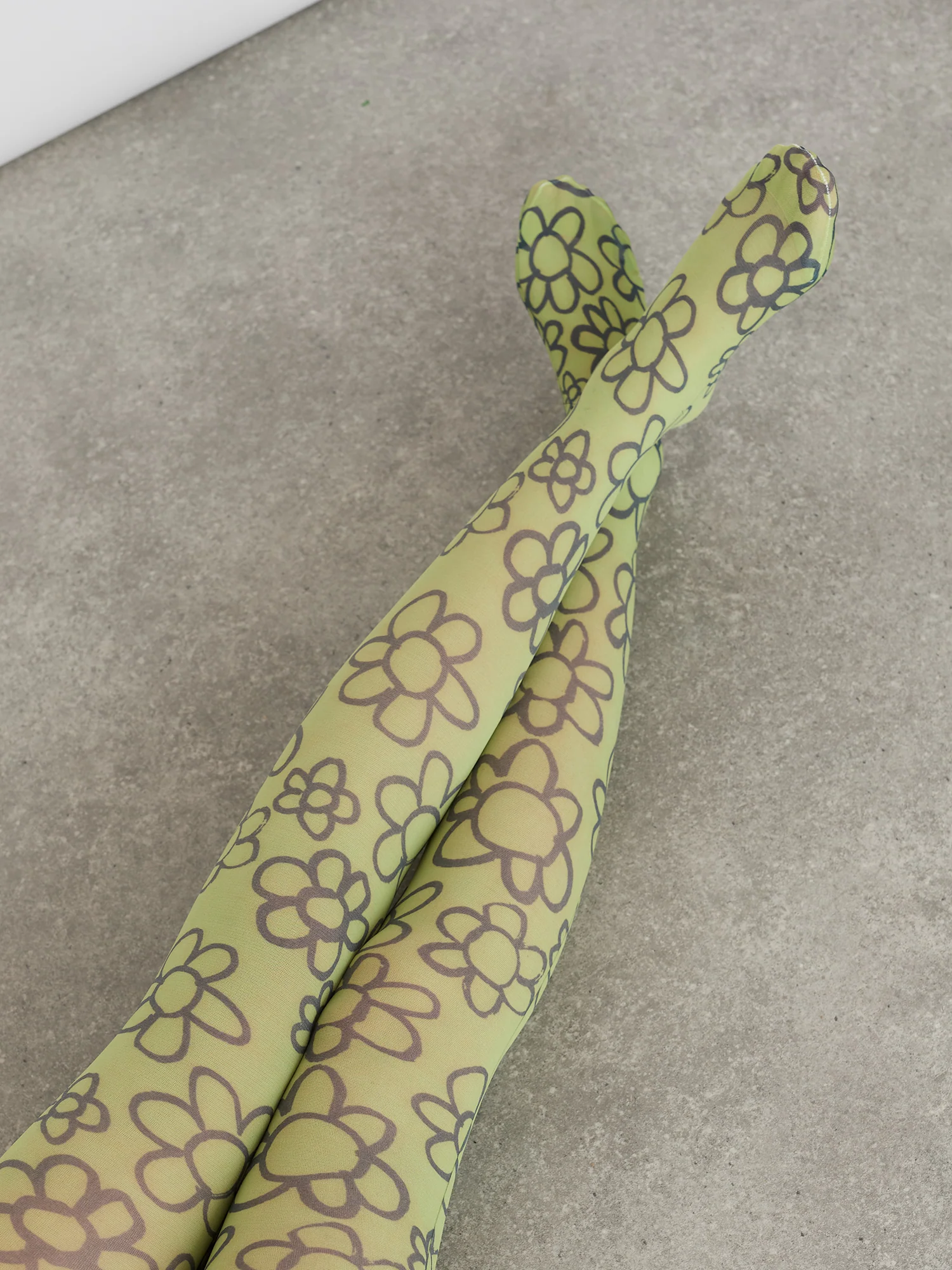 Lime Flower Scribble Tights - Image 3