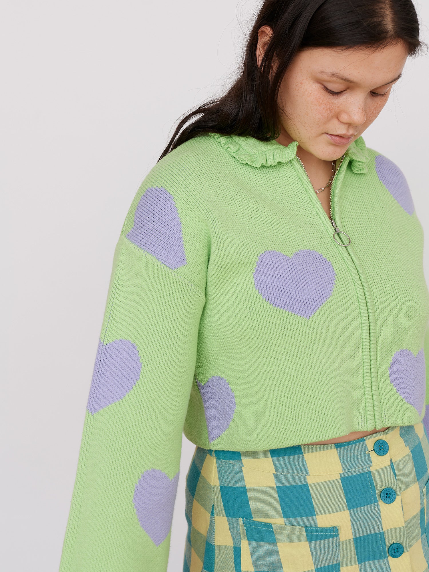 Lazy Oaf Love Me Forever Minty Zip Up Cardigan - Image 3