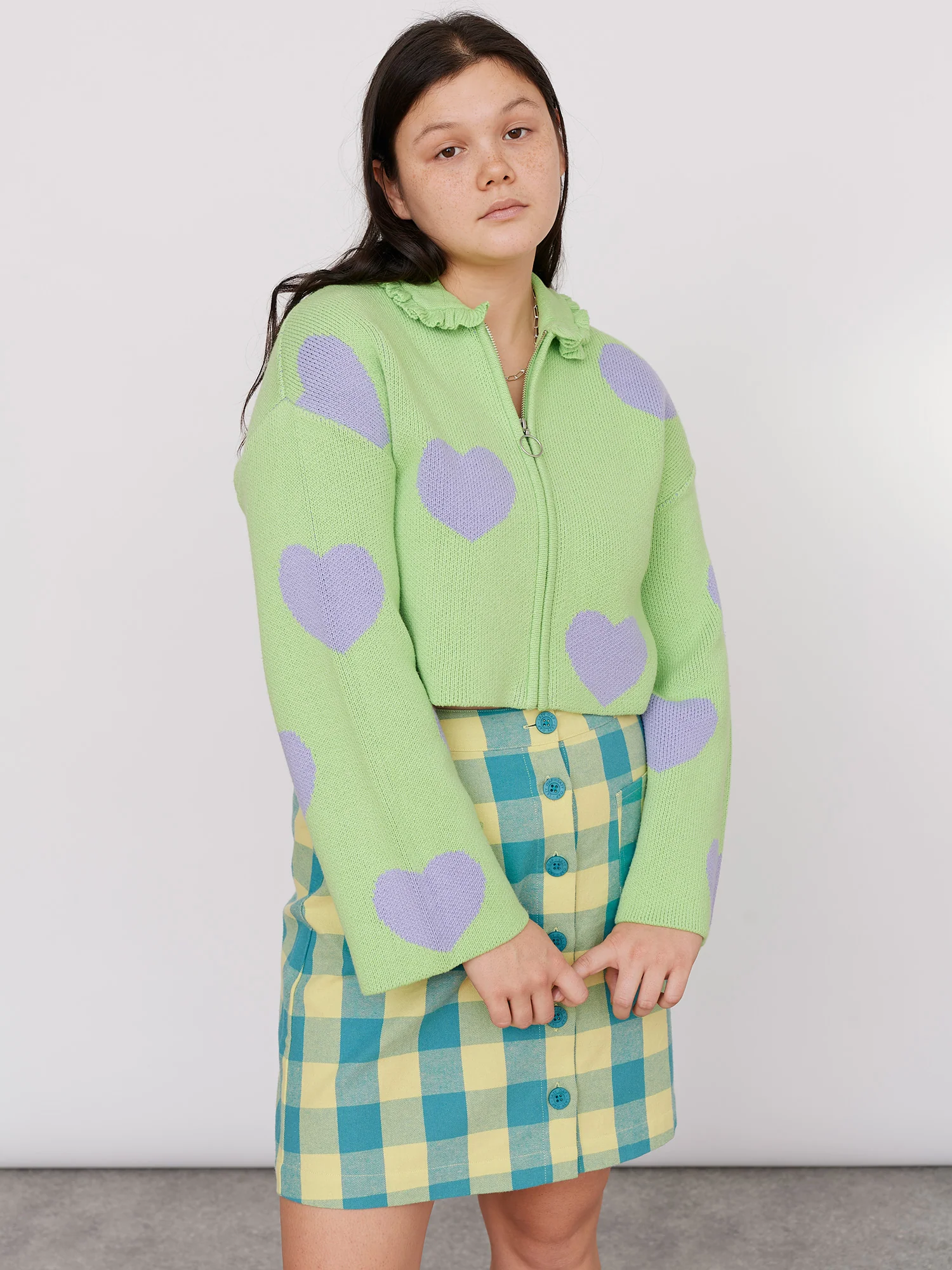 Lazy Oaf Love Me Forever Minty Zip Up Cardigan - Image 4