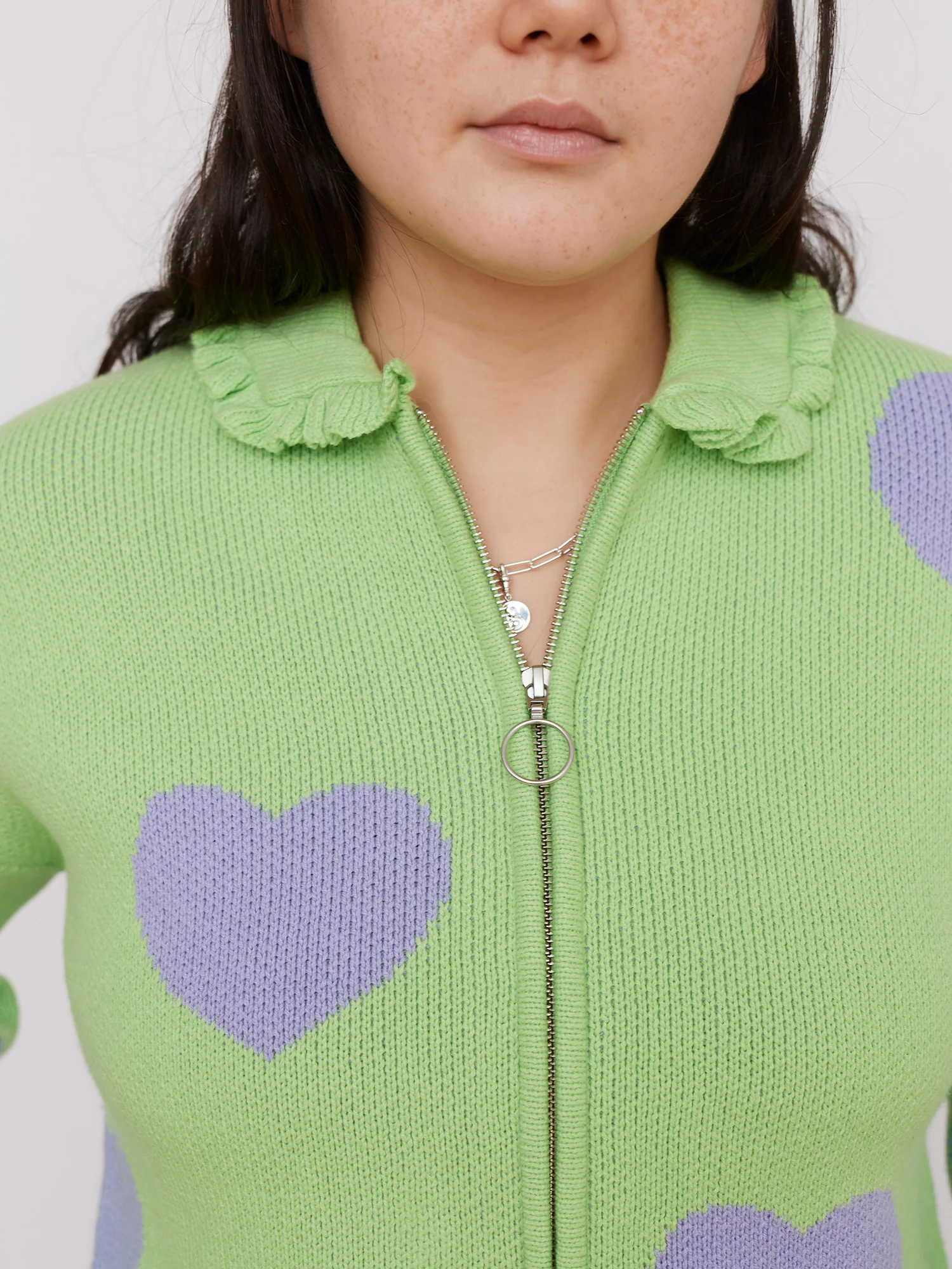 Lazy Oaf Love Me Forever Minty Zip Up Cardigan - Image 5