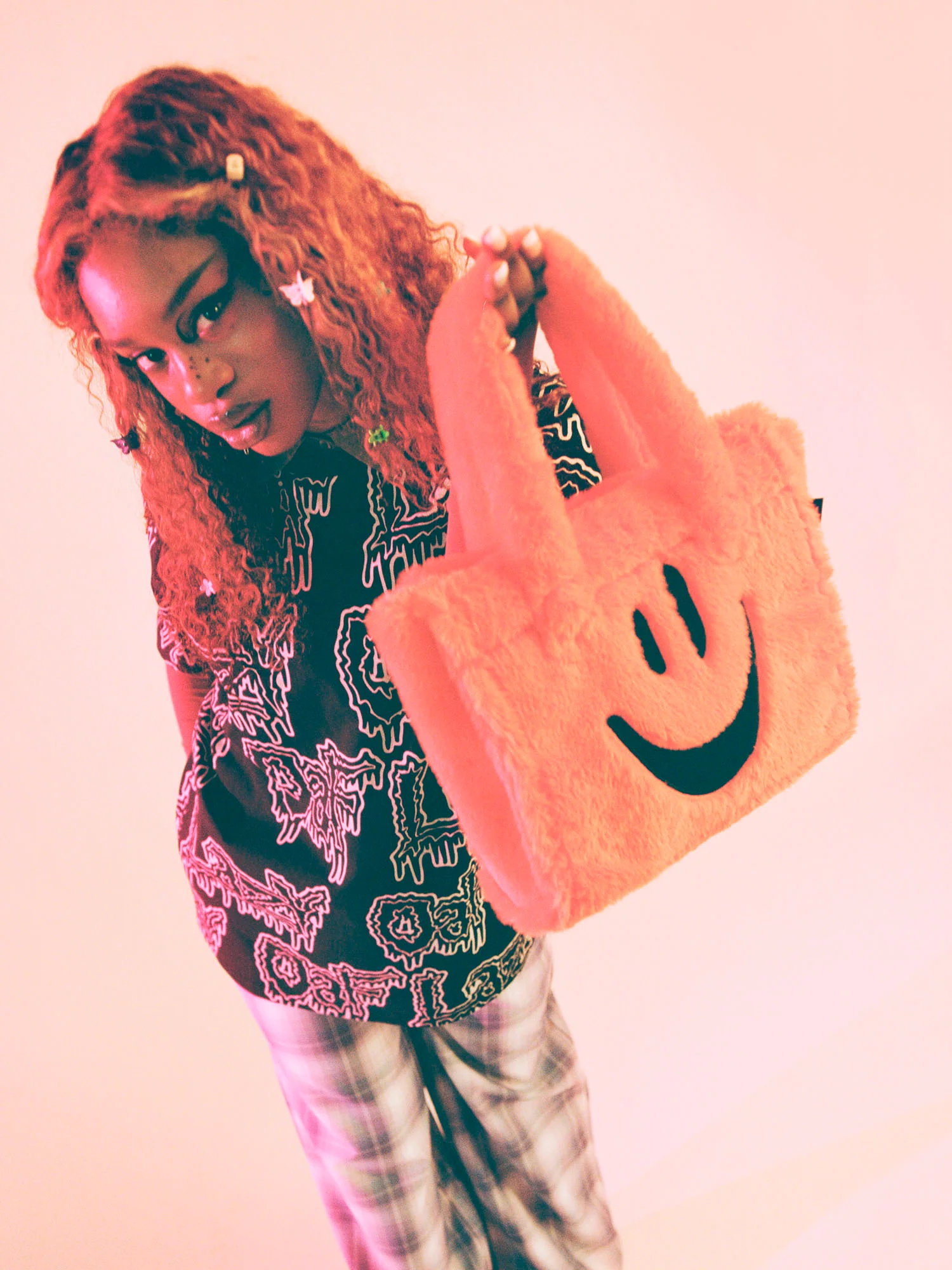 Lazy Oaf Orangey Faux Furry Bag - Image 3