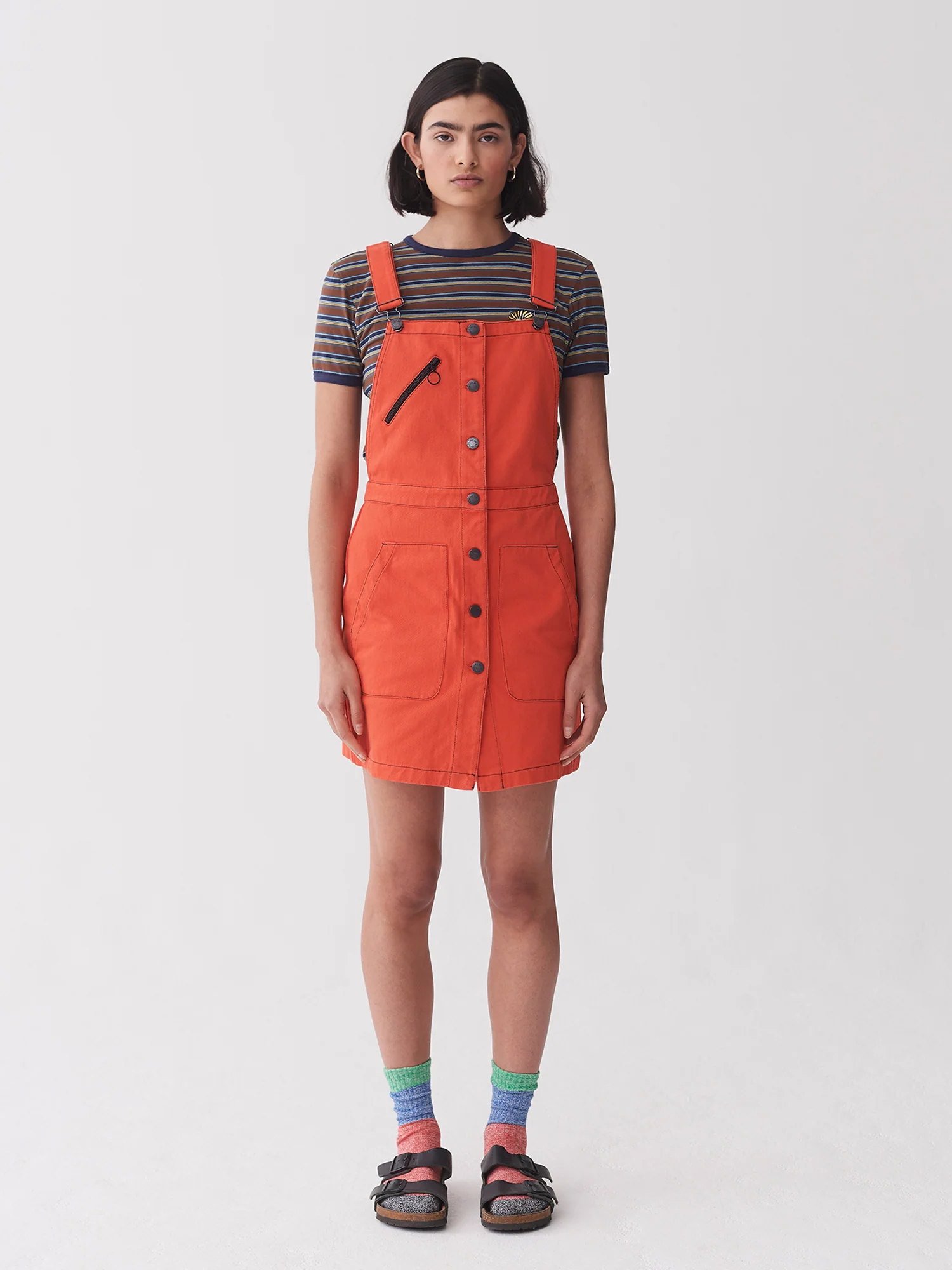 Lazy Oaf Orange Workwear Pinafore Dress
