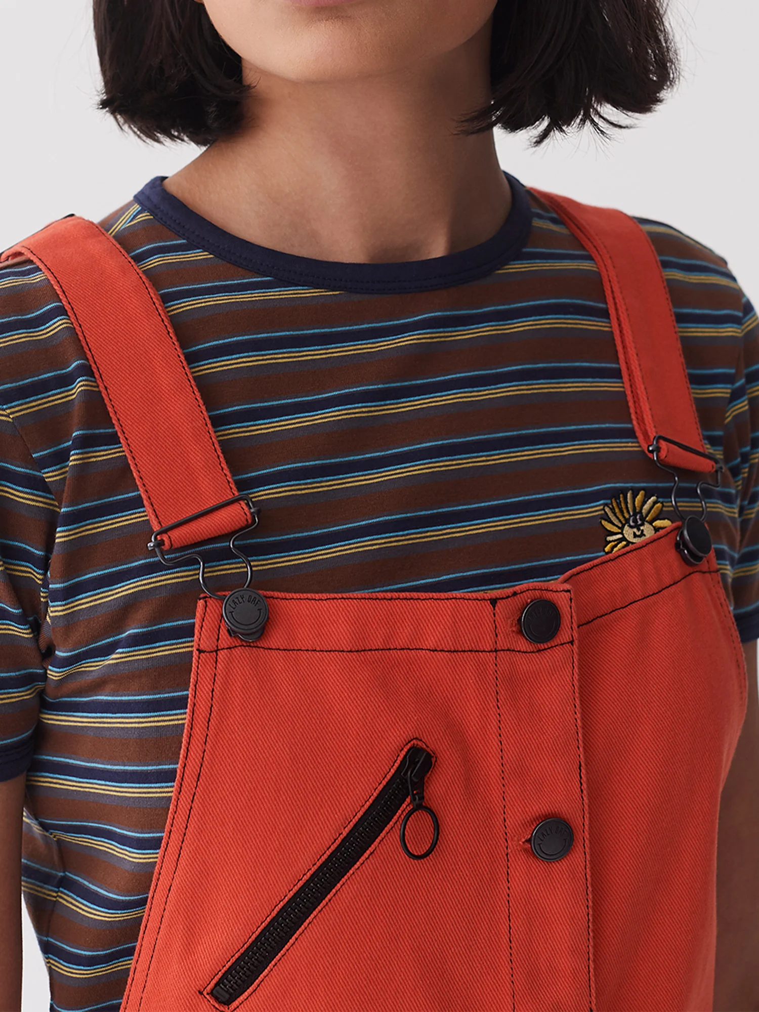 Lazy Oaf Orange Workwear Pinafore Dress - Image 5