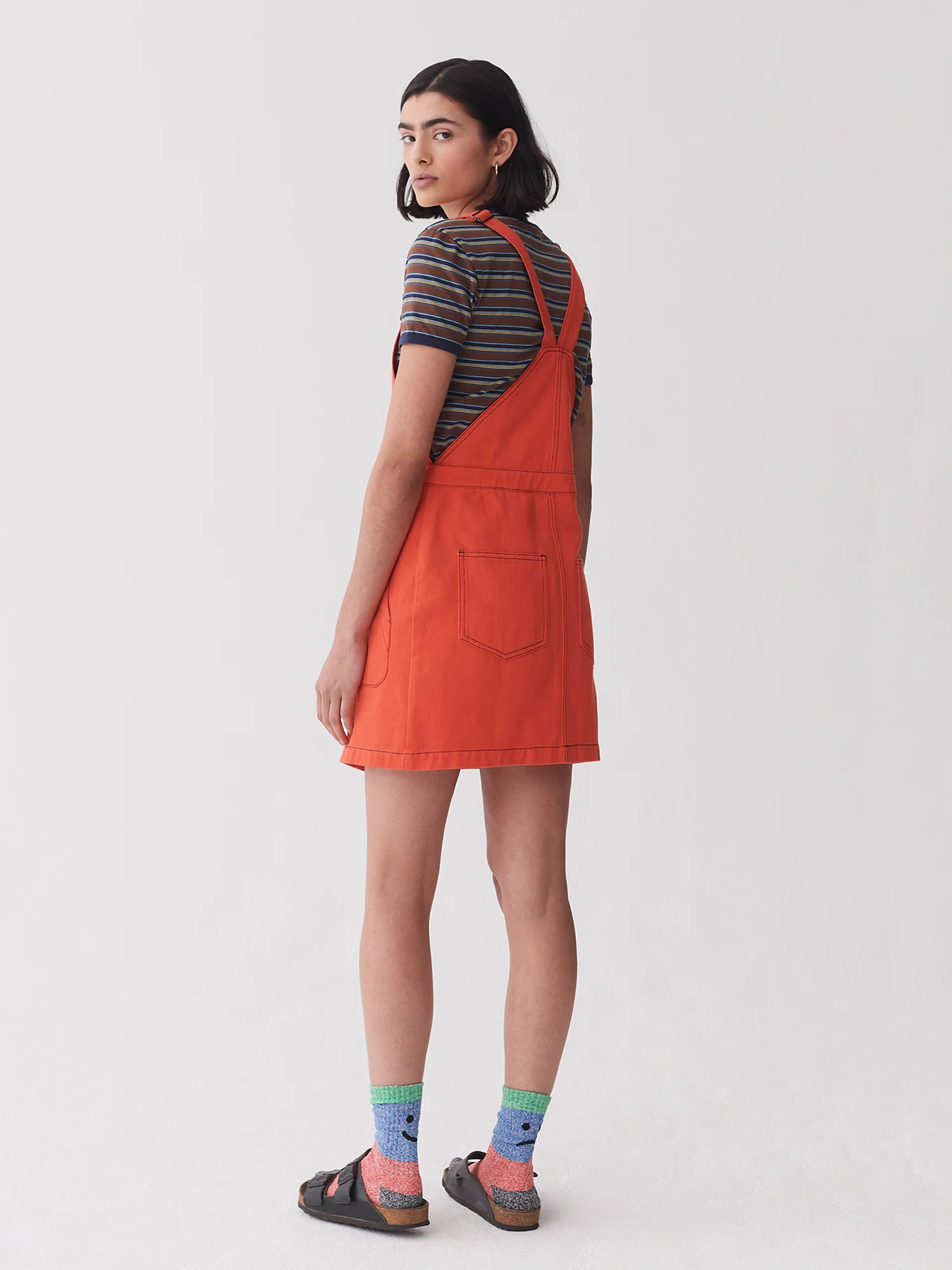 Lazy Oaf Orange Workwear Pinafore Dress - Image 6
