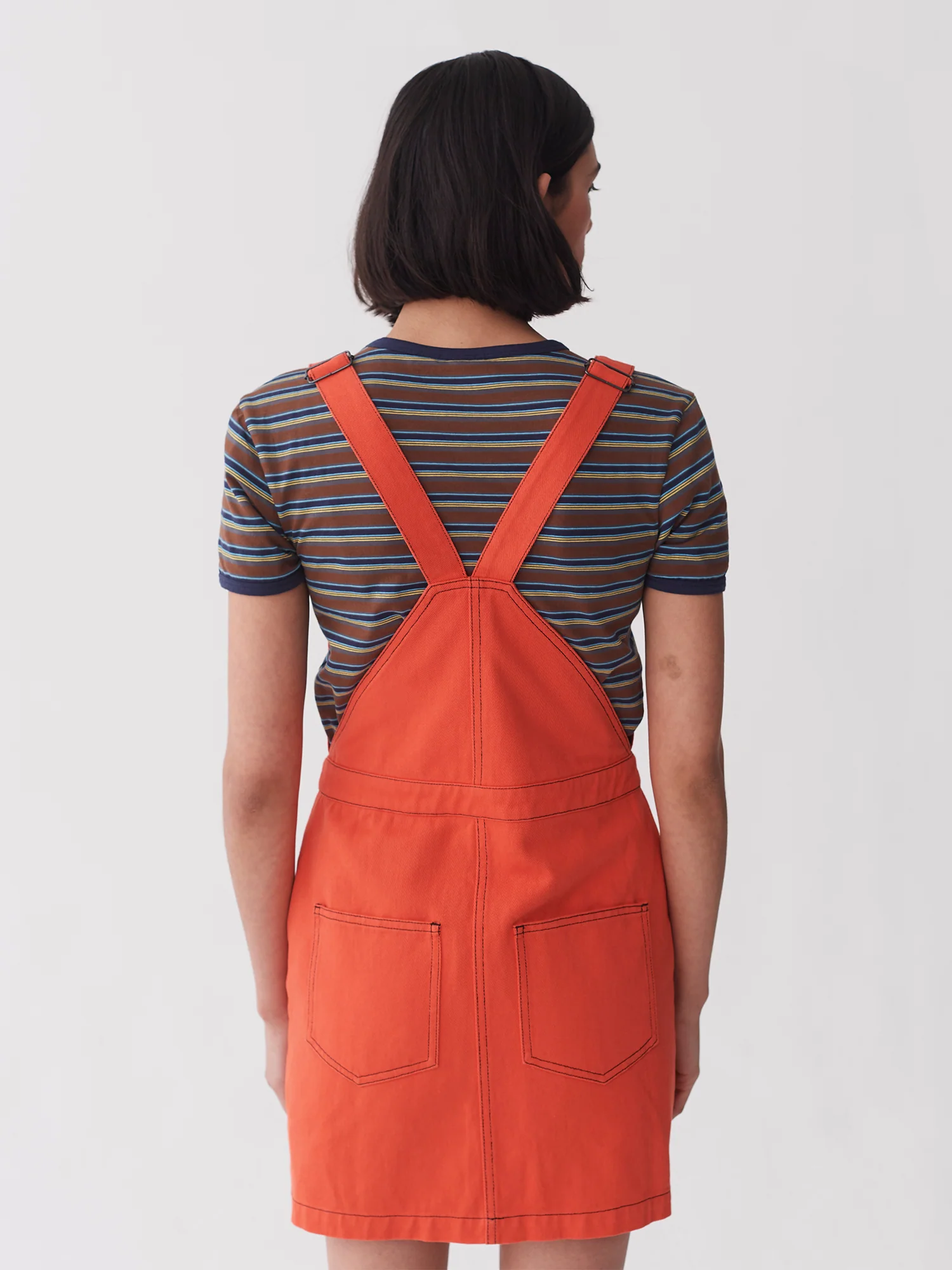 Lazy Oaf Orange Workwear Pinafore Dress - Image 7